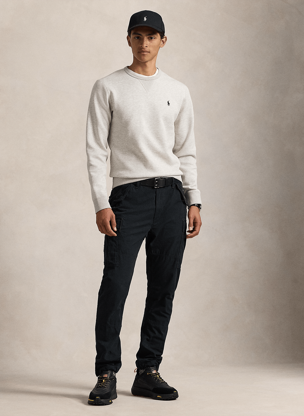 Sweat droit uni en coton mélangé POLO RALPH LAUREN Gris