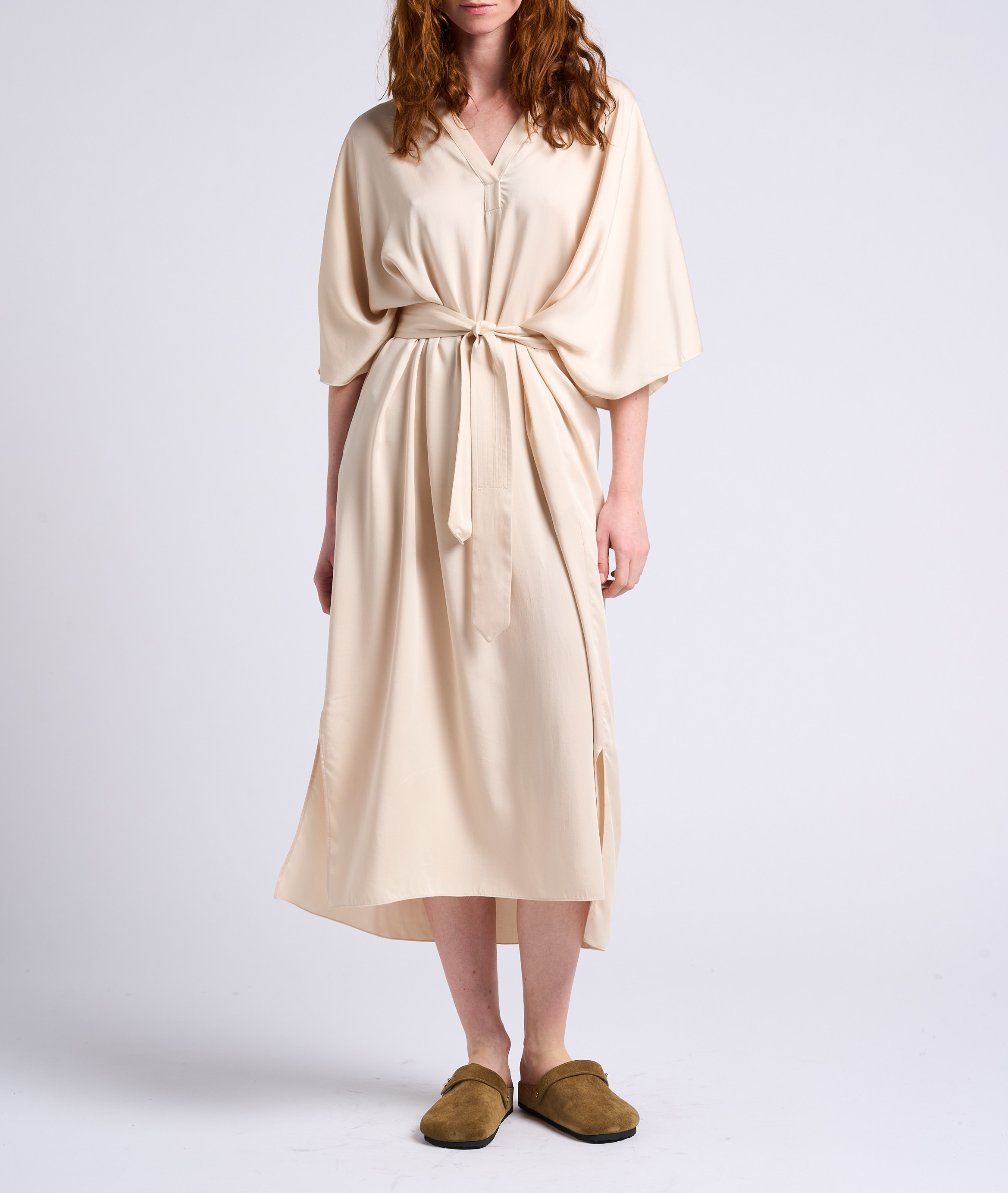 Long loose-fit V-neck tunic dress COLLECTORS CLUB Yellow