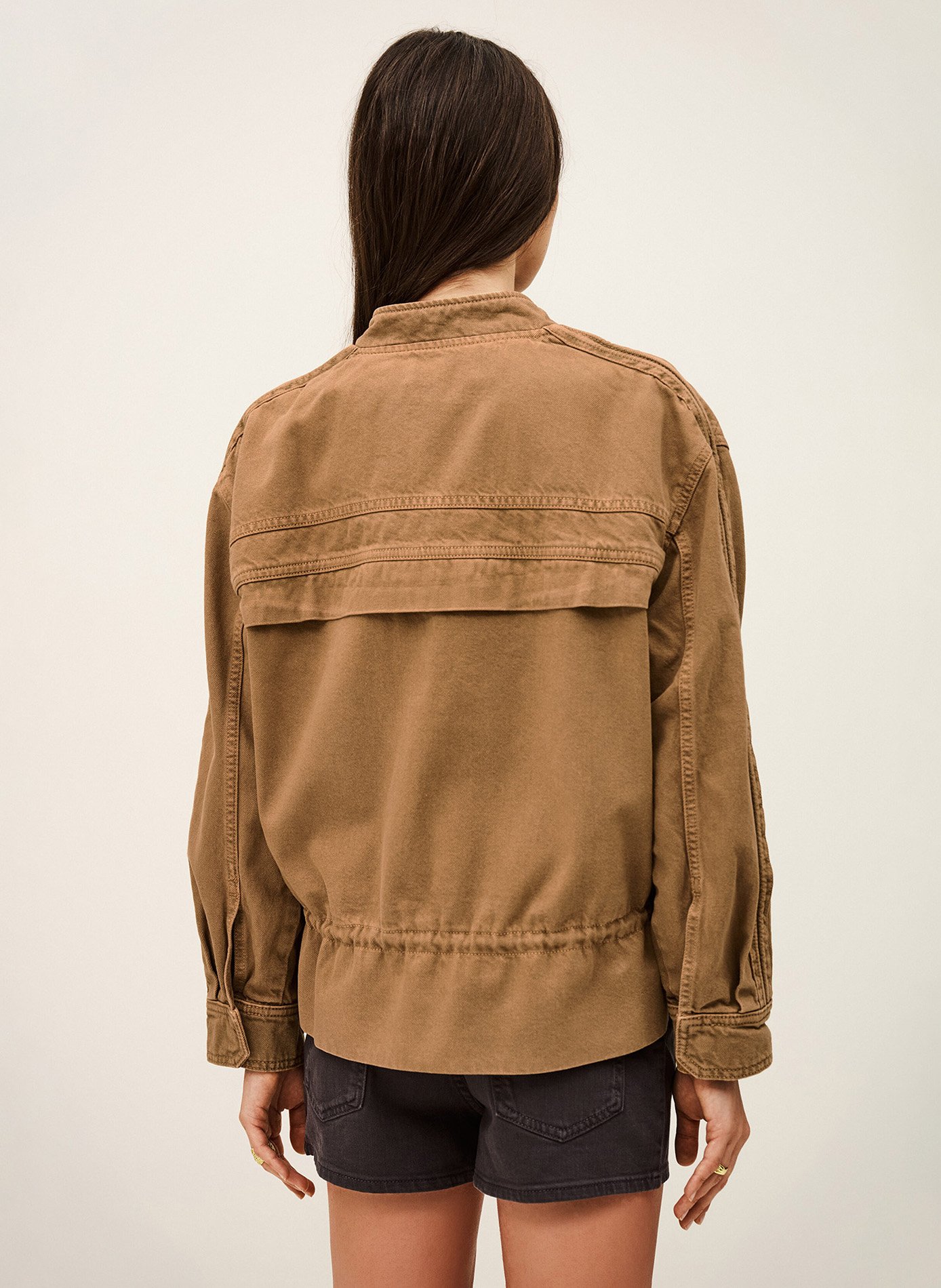 Veste col mao en coton mélangé BA&SH Marron