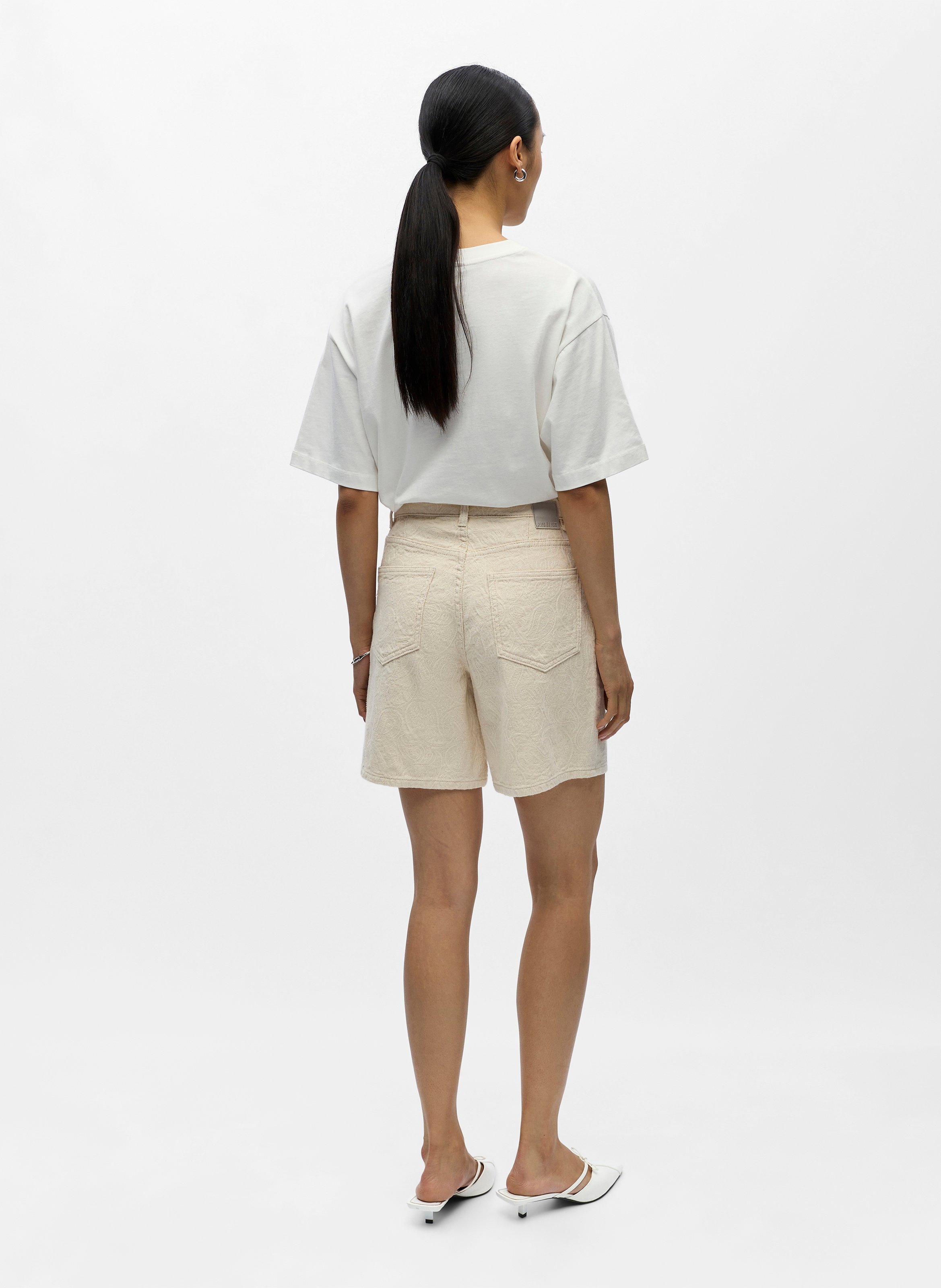 Alessia stretch cotton denim shorts OBJECT Beige