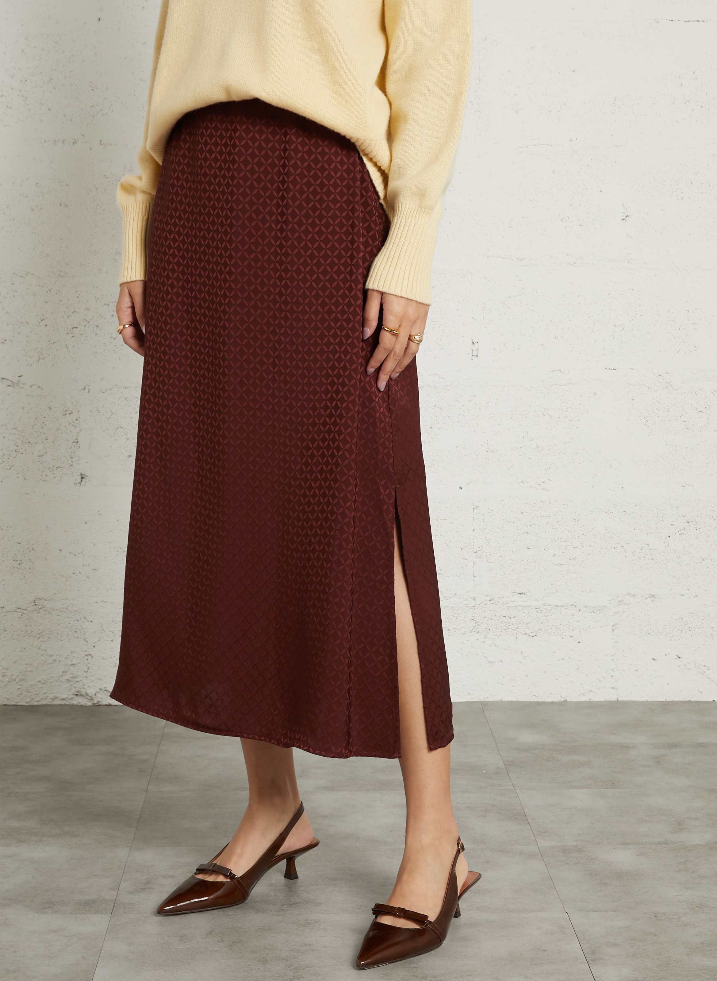 Flowing flared midi skirt SUNCOO Plums