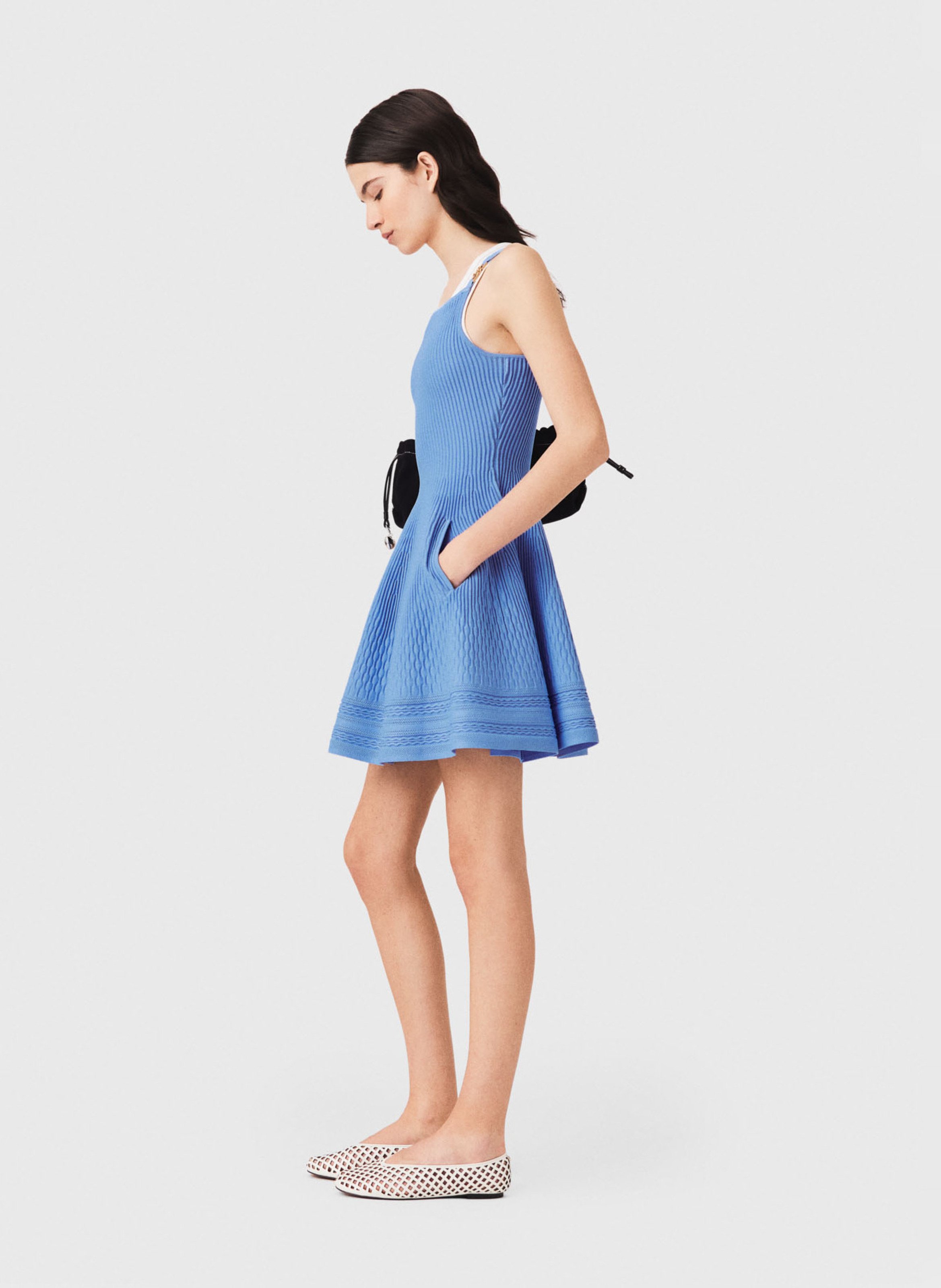 Robe courte en maille MAJE Bleu
