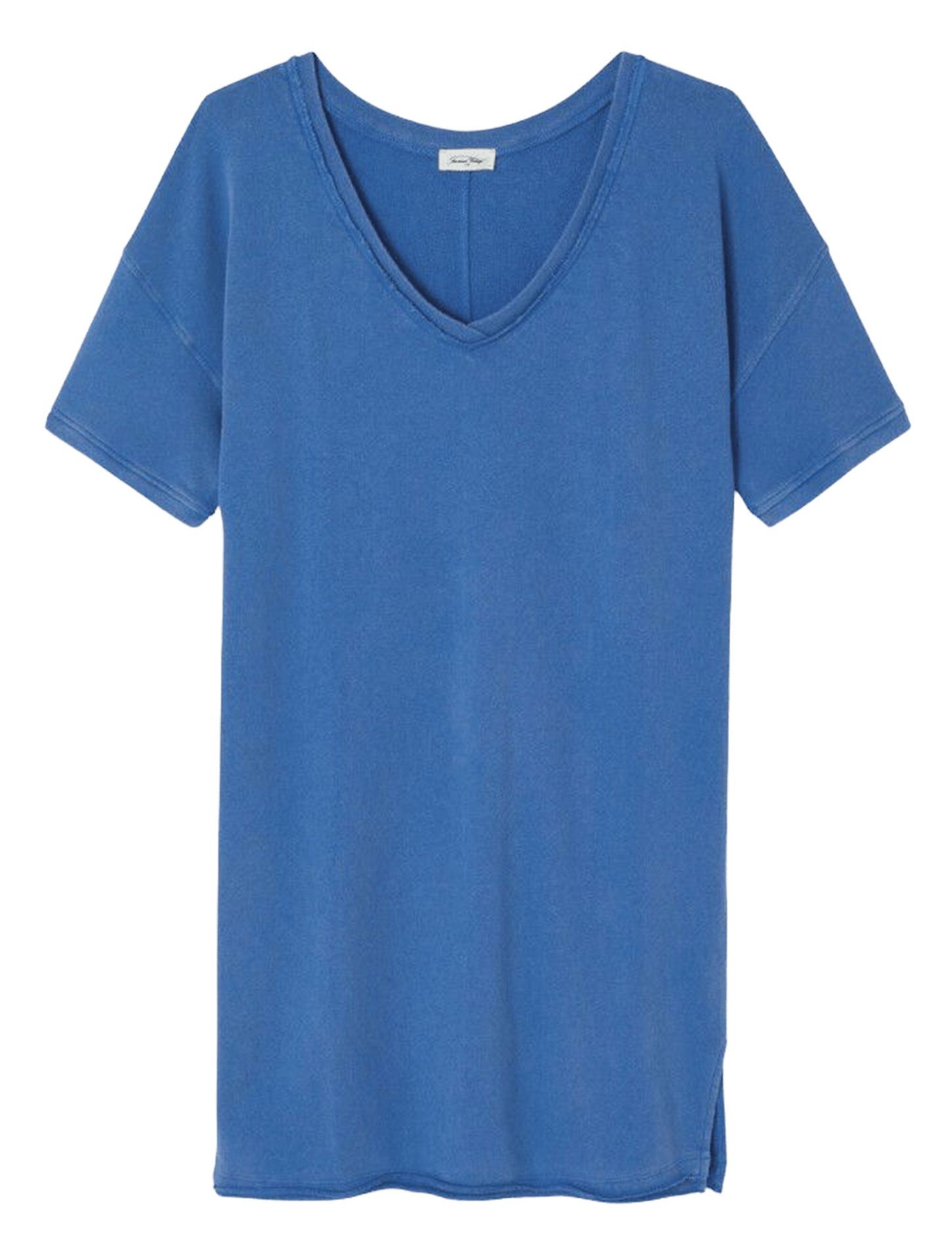 Wijdvallende jurk in effen kleur met V-hals AMERICAN VINTAGE