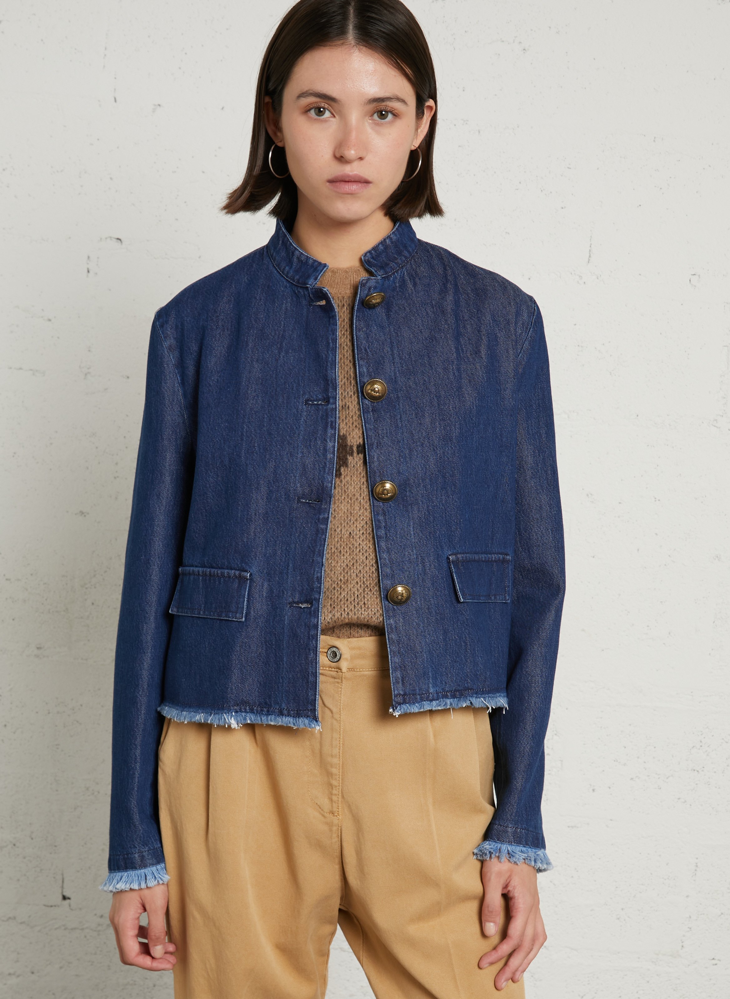 Straight denim jacket in blended cotton PLEASE Blue