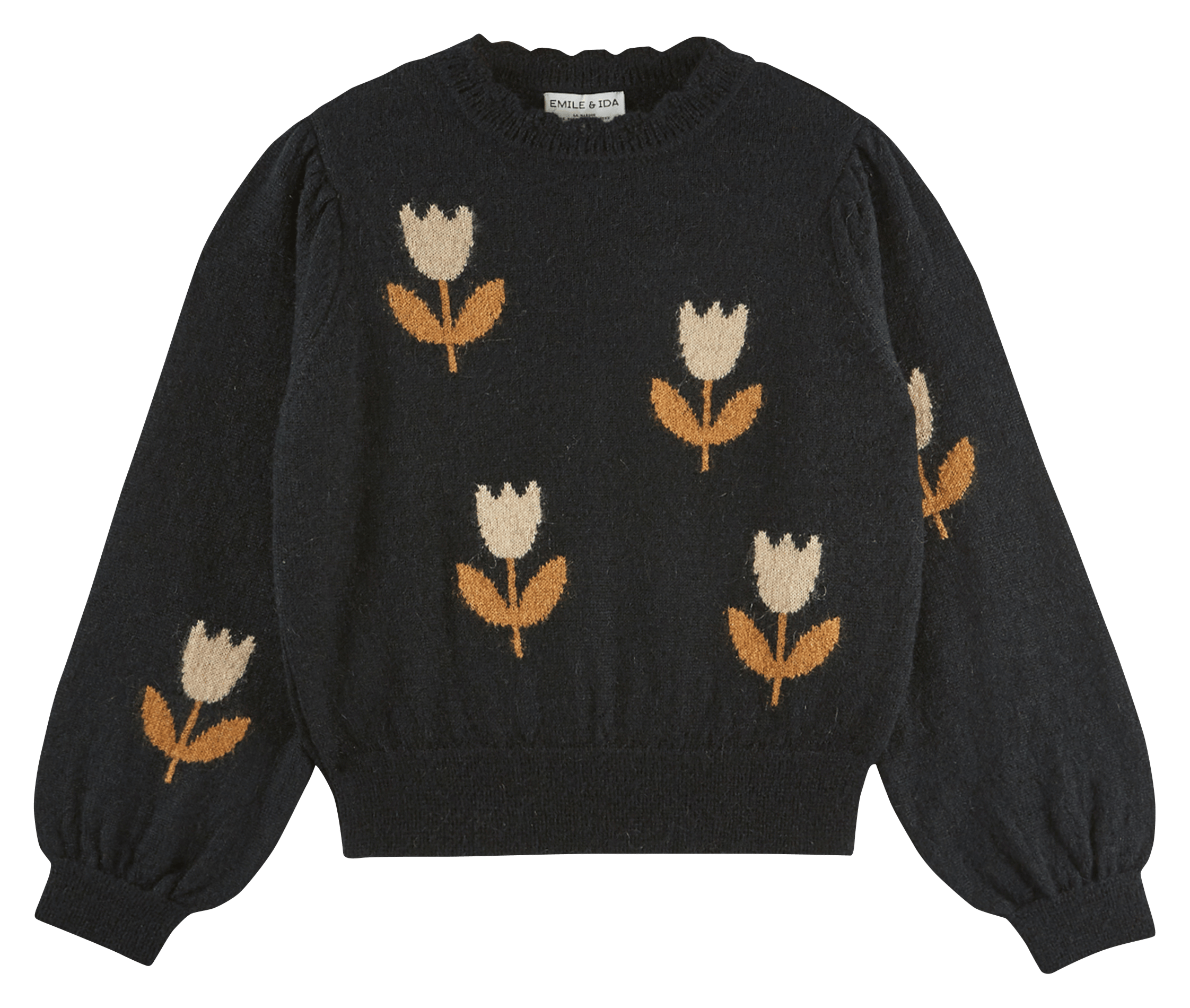 Pull col rond en laine mélangée EMILE ET IDA Noir