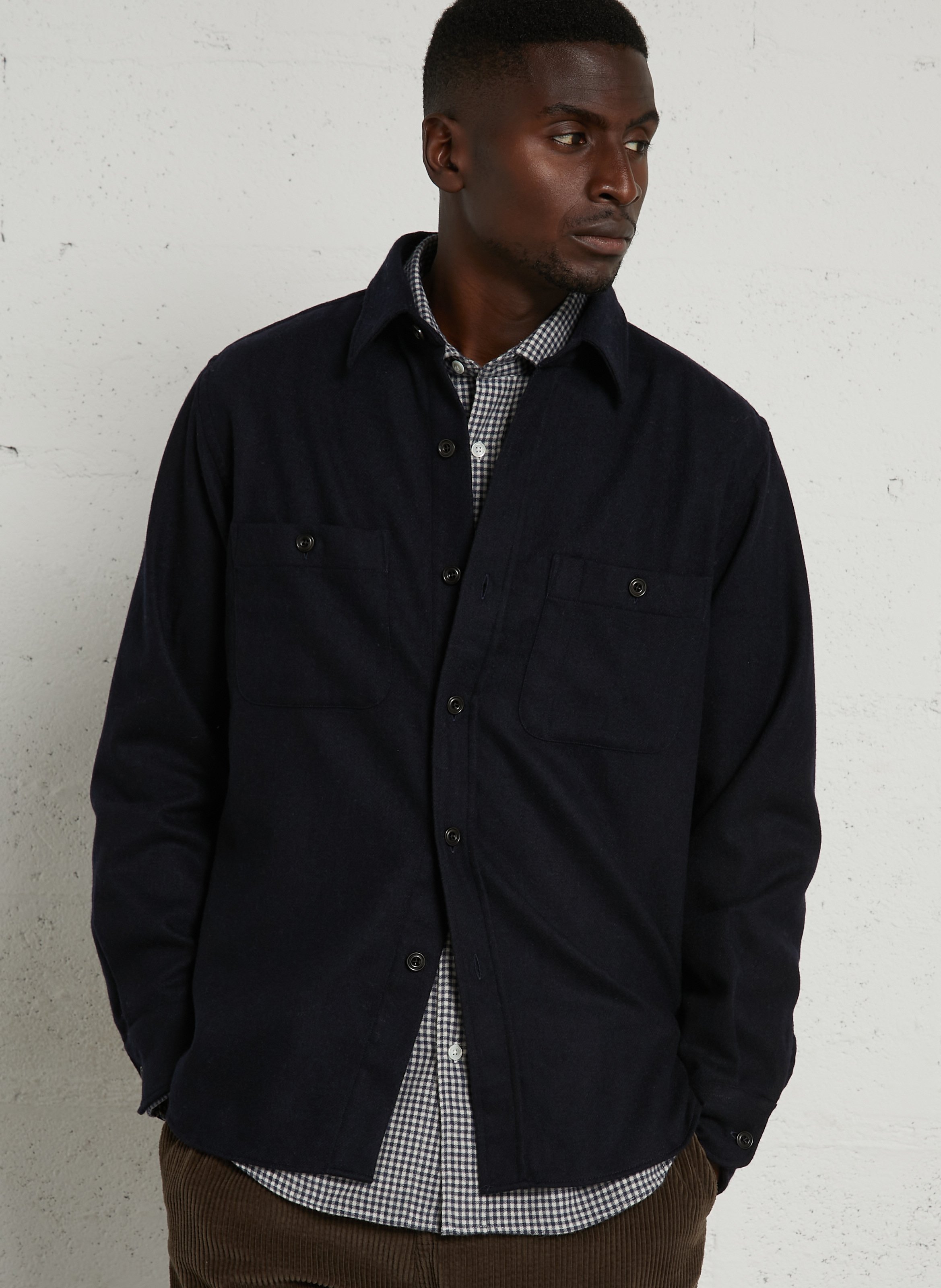 Chemise en laine mélangée HARTFORD Bleu
