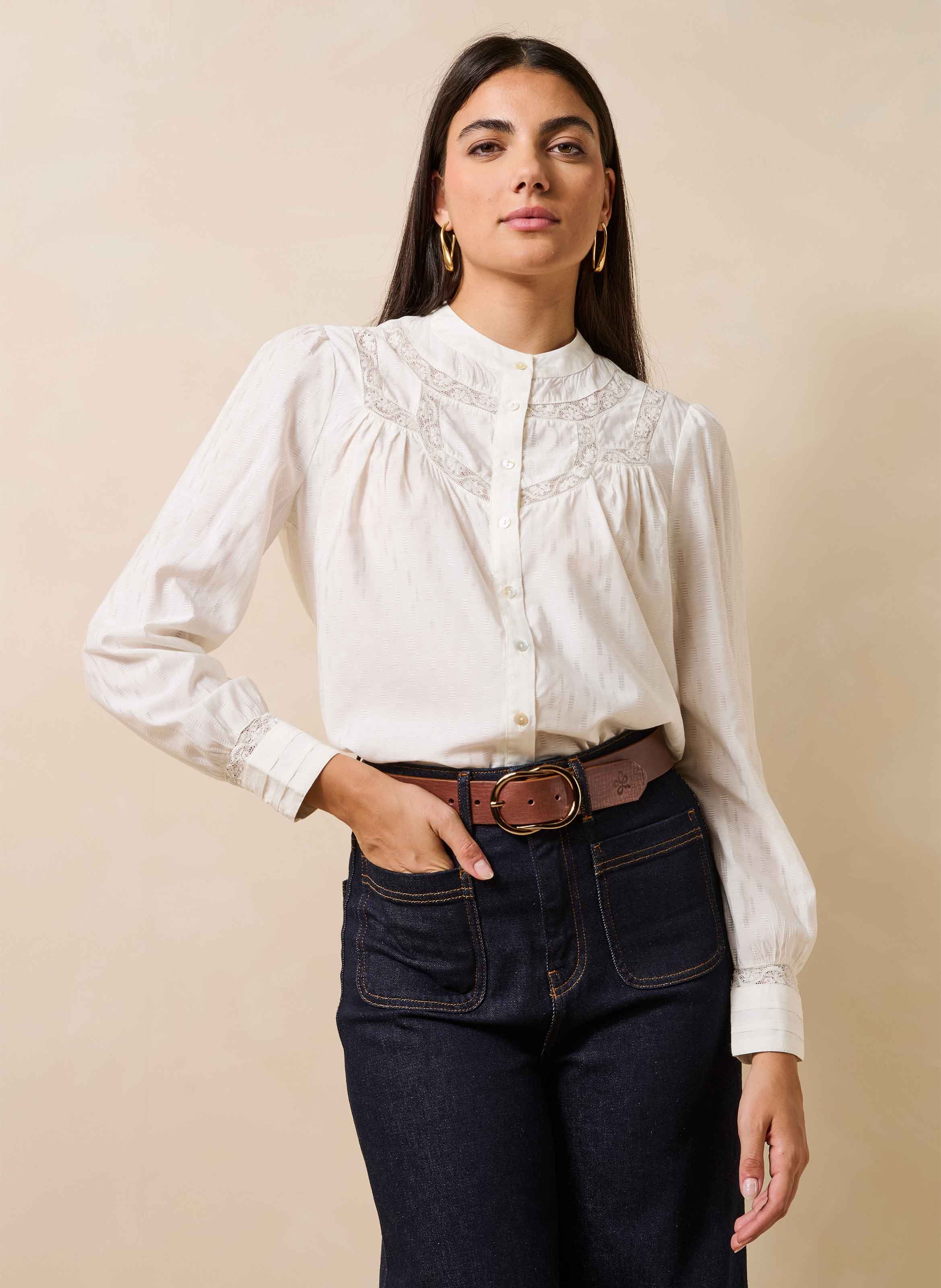 Blouse with round collar LA FEE MARABOUTEE White