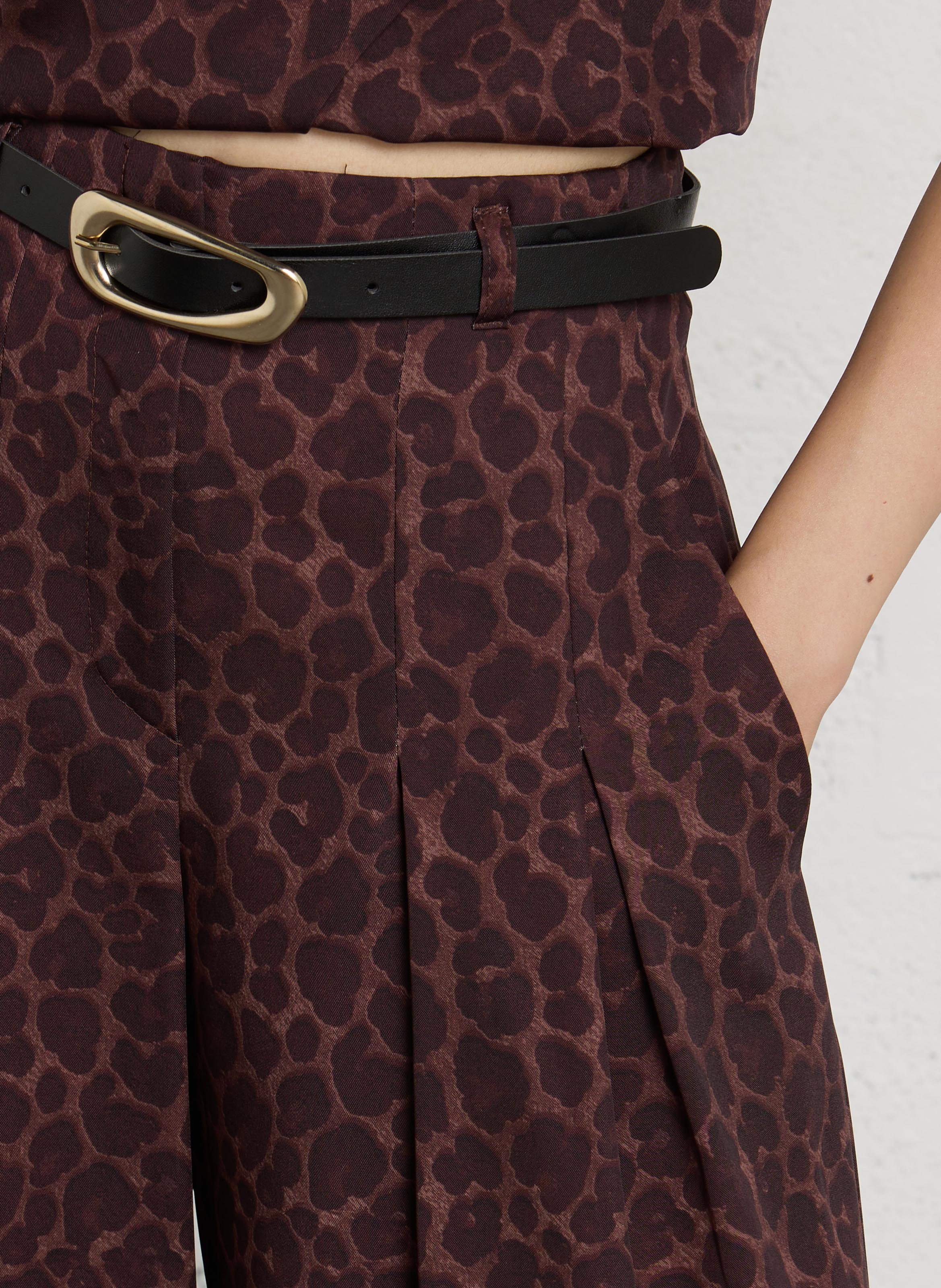 Pantalon large taille haute imprimé IMPERIAL Marron