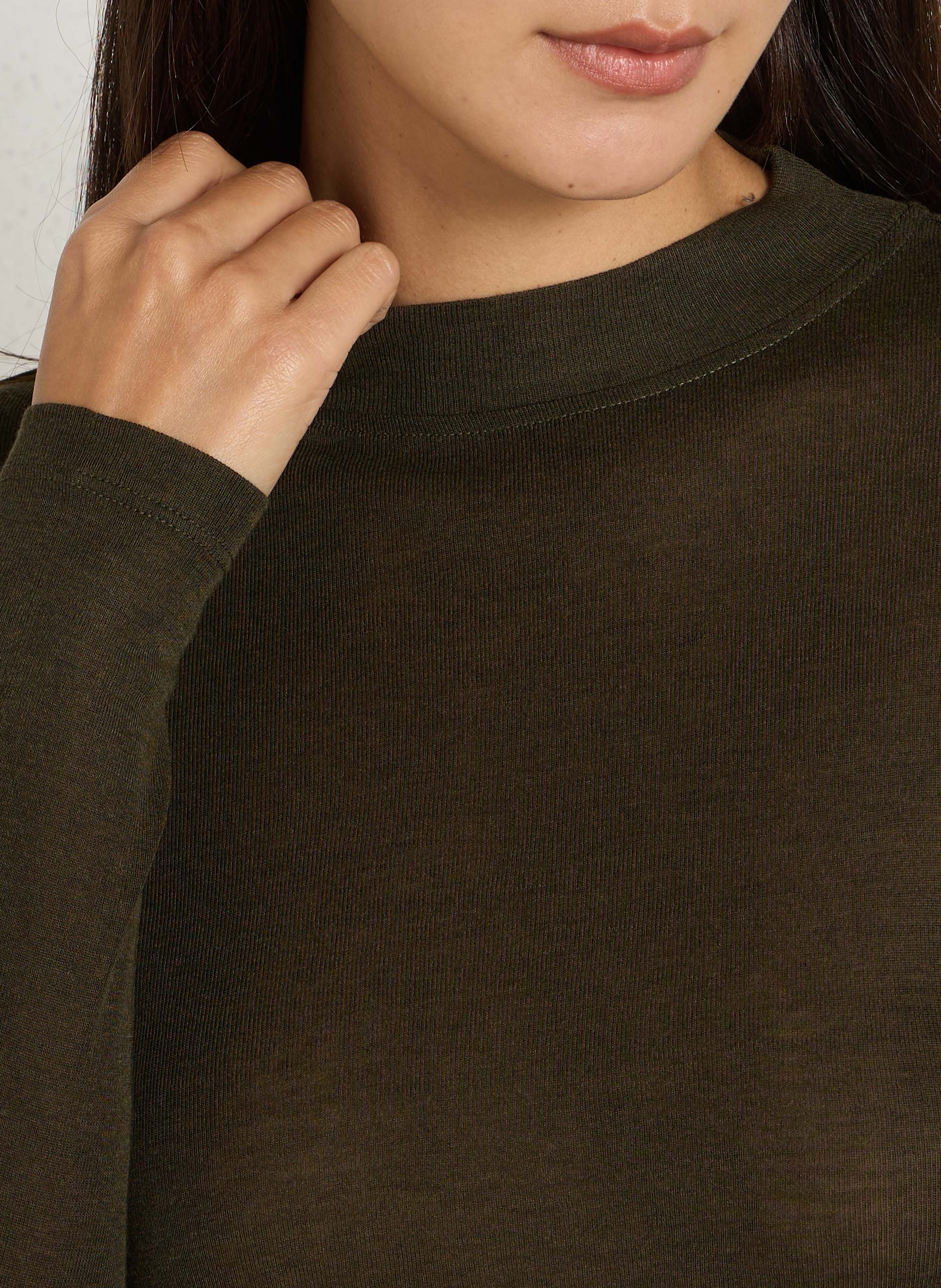 Einfarbiges Langarm-T-Shirt MAISON 123 Khaki