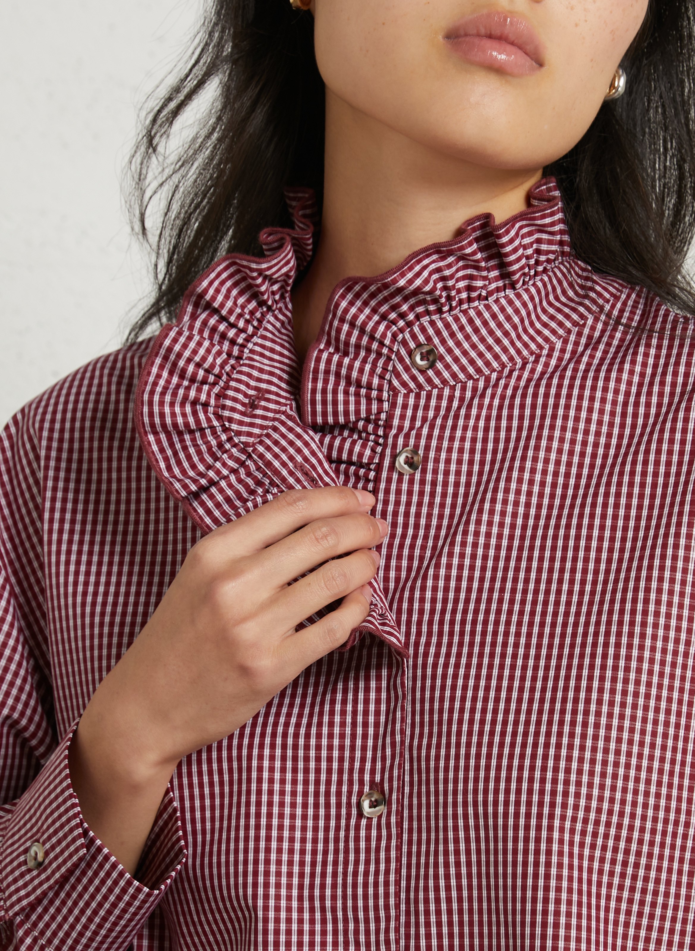 Wijdvallende blouse met Victoriaanse kraag van katoen SUZIE WINKLE Rood