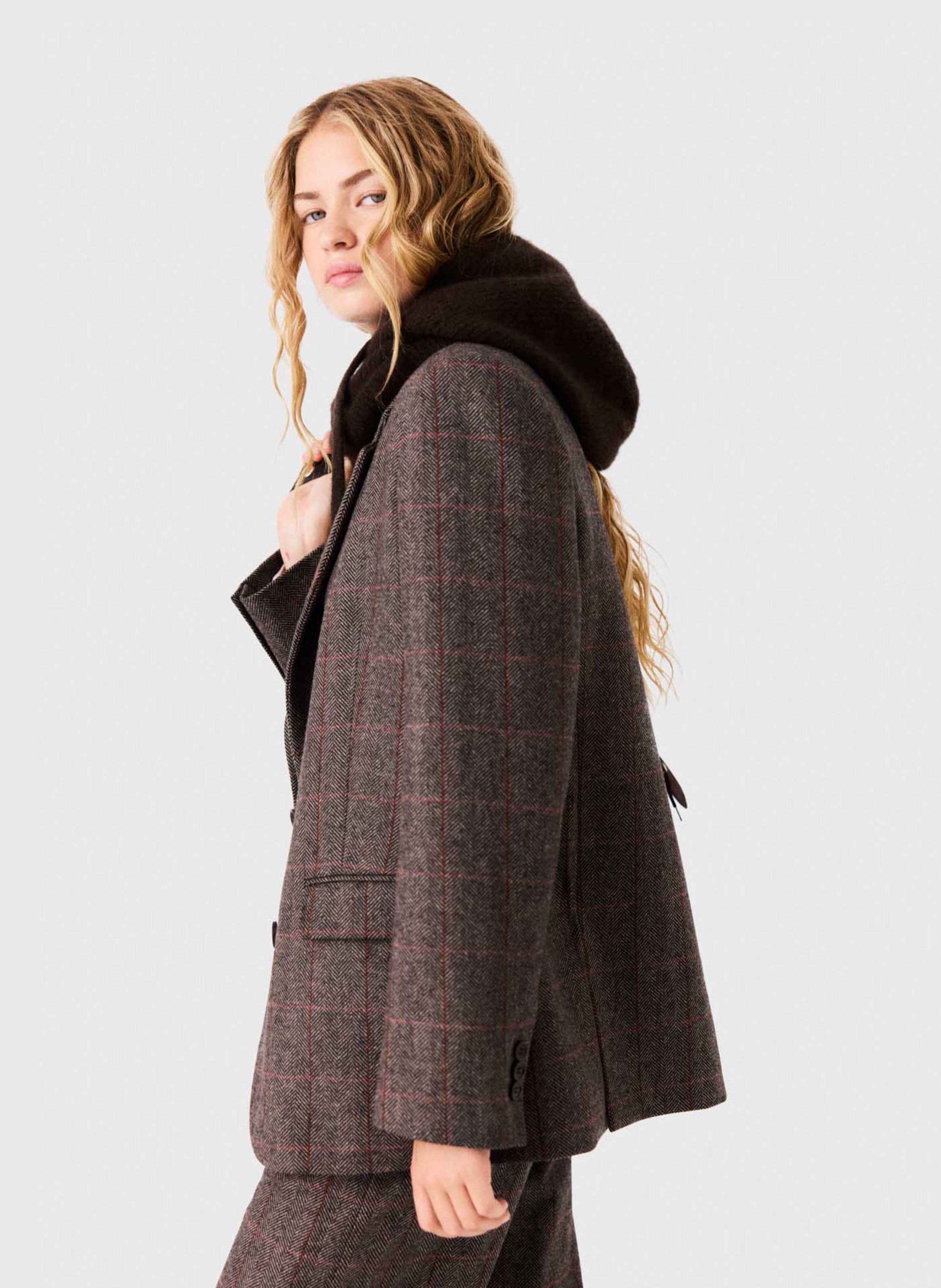 Rechte blazer | wolblend MAJE Bruin