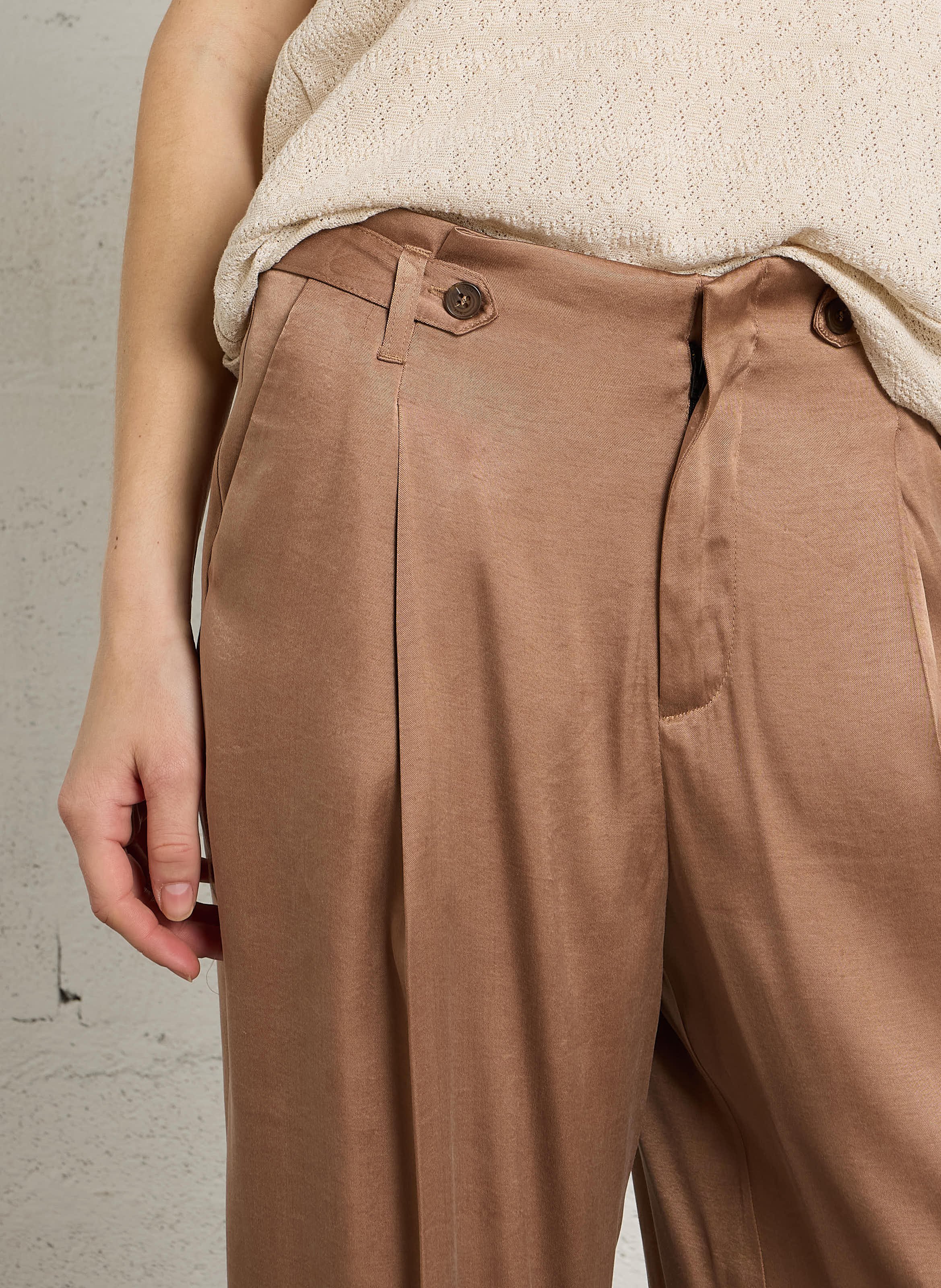 Weite, satinierte Hose IKKS Braun