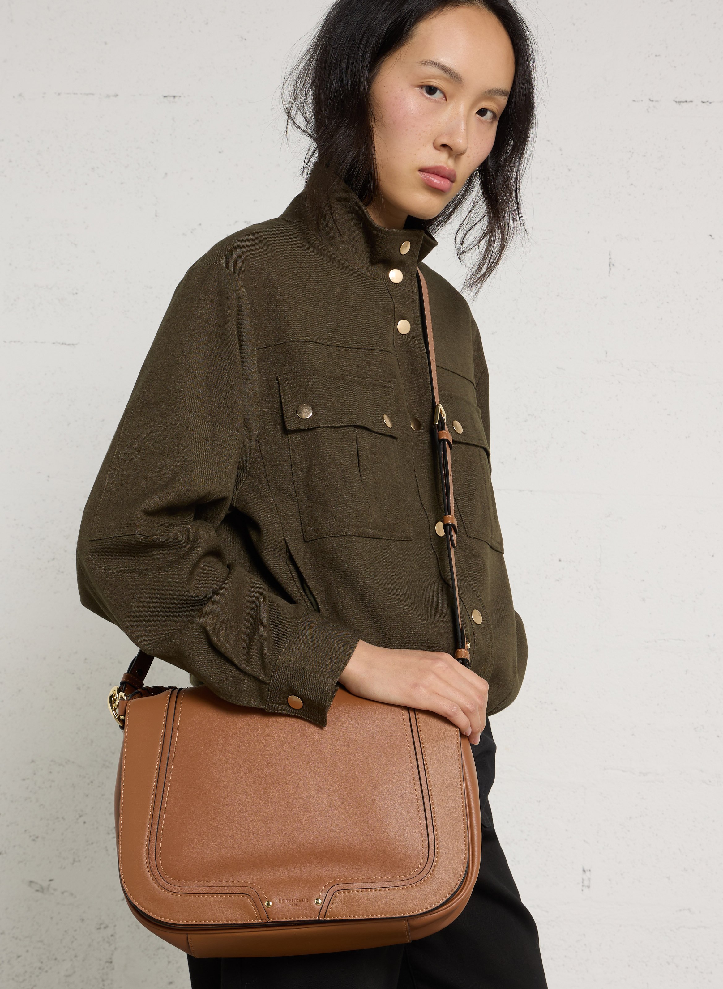 Sac bandoulière en cuir LE TANNEUR Marron