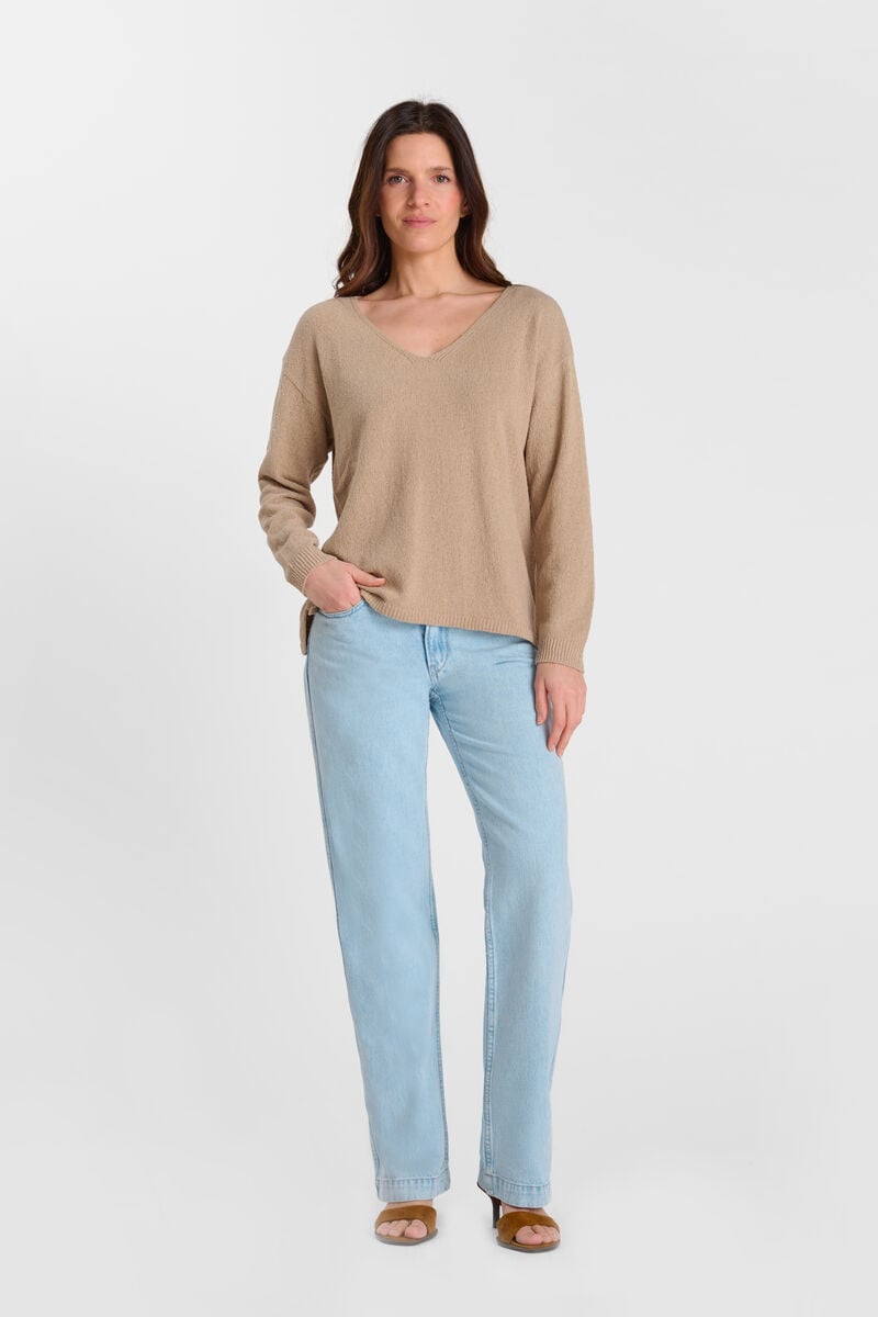 V-neck sweater LE TEMPS DES CERISES Beige