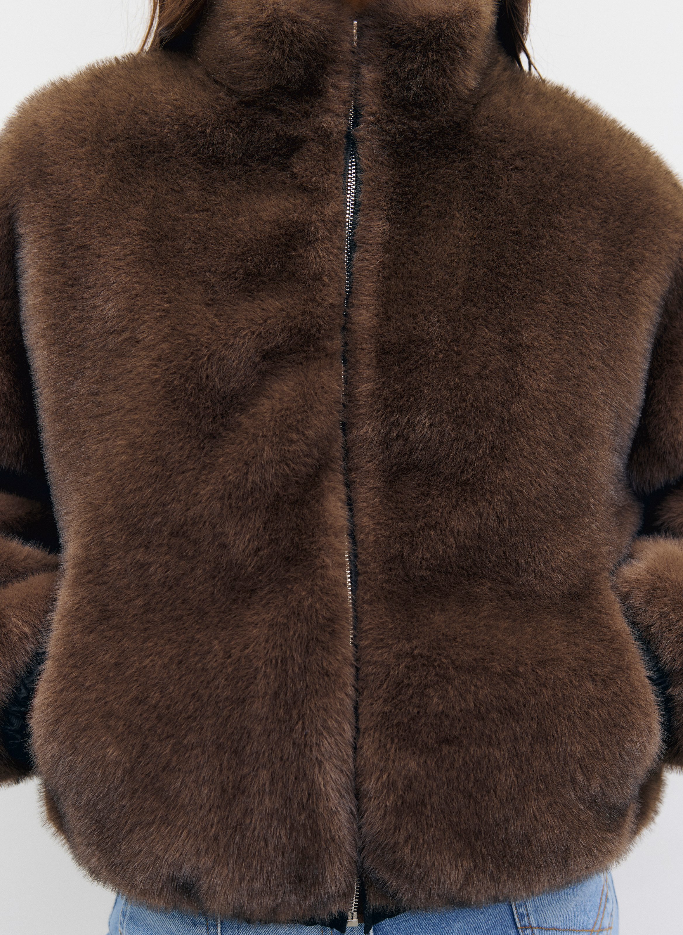Reversible faux fur-effect coat GERARD DAREL Brown