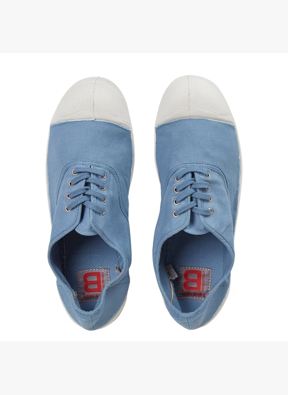 Chaussure Bensimon A Noeud Tennis à Lacets En Toile De Coton Denim