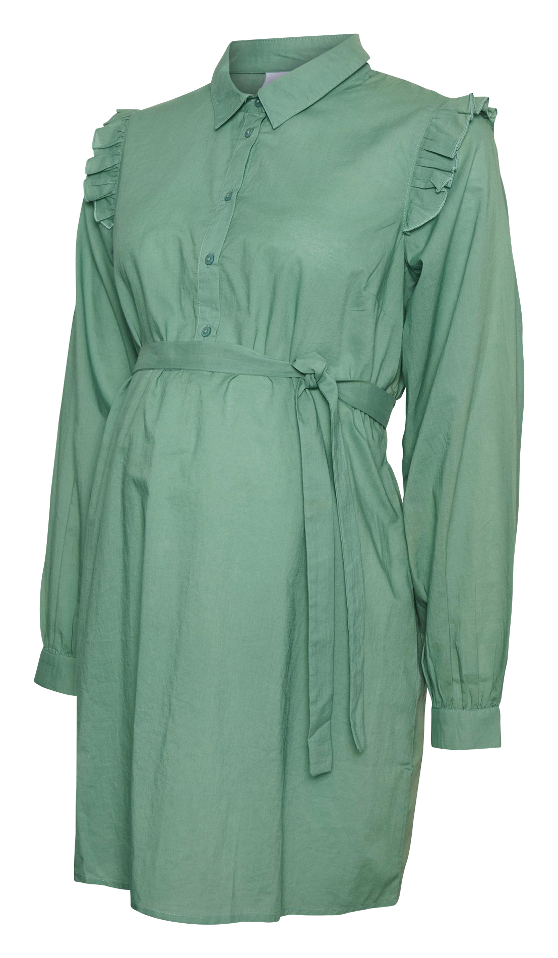 Zwangerschapsblouse met ceintuur en ruches Groen