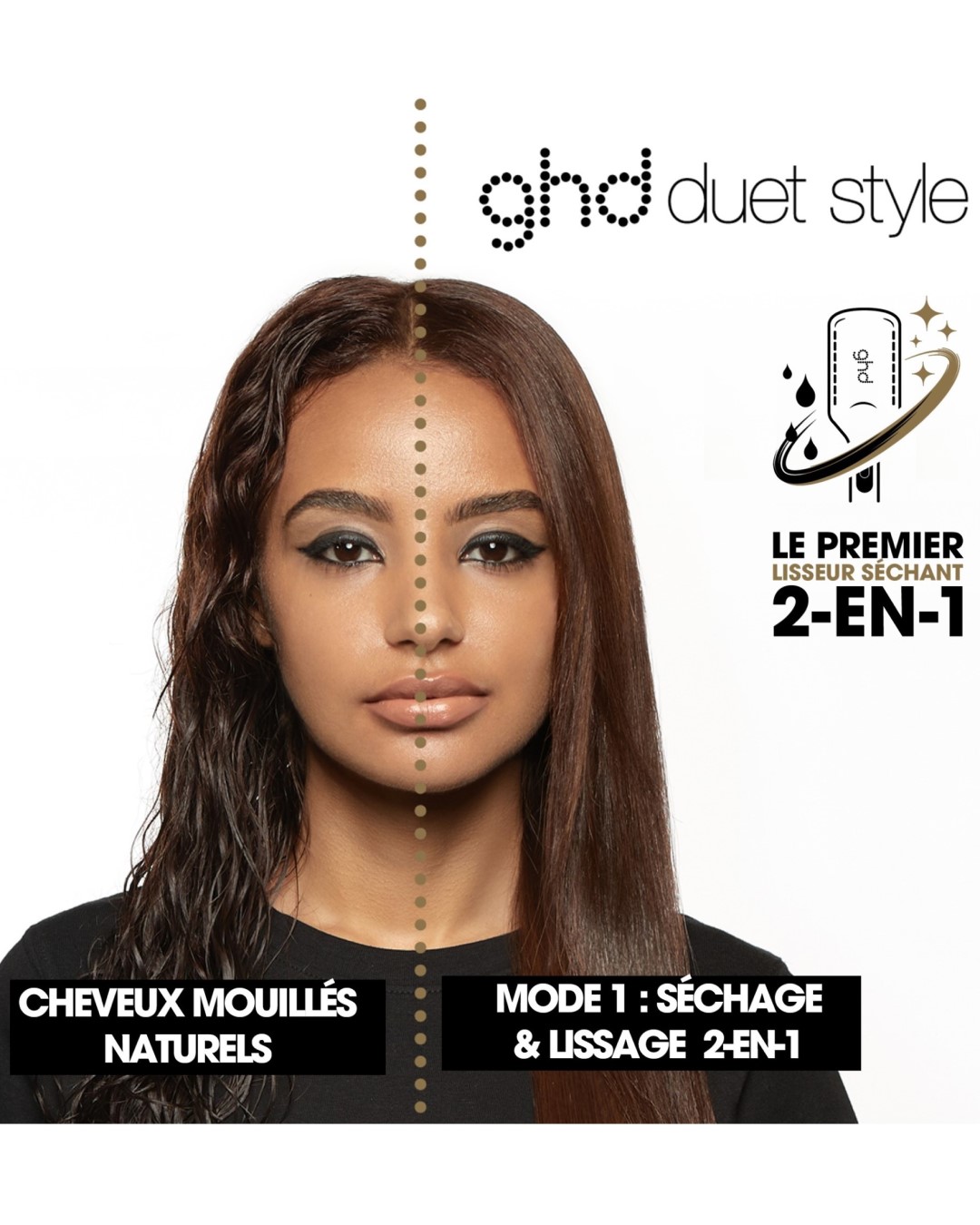 Duet Style 2-in-1 Flat Iron Hair Straightener/Hair Dryer - black GHD Noir