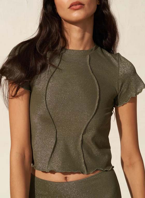 Round-neck fitted crop top FETE IMPERIALE Green
