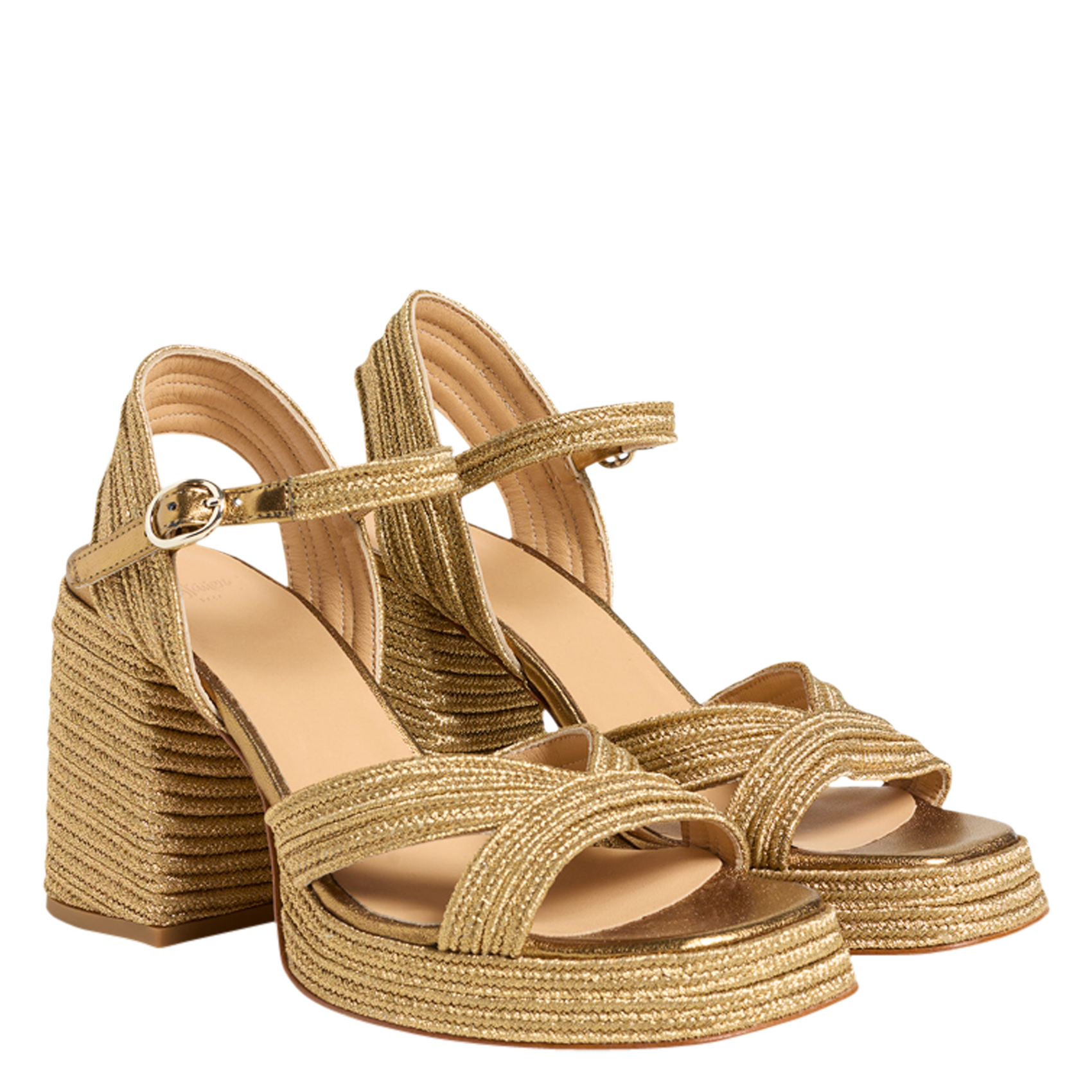 Flechtsandalen mit Absatz CASTANER Golden