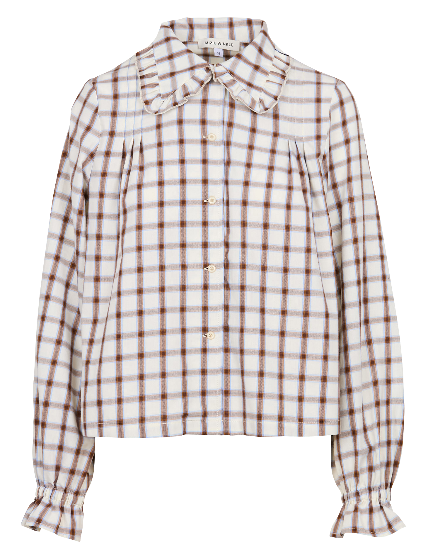 Overhemd met ruime klassieke kraag van katoen met ruitjes SUZIE WINKLE Beige