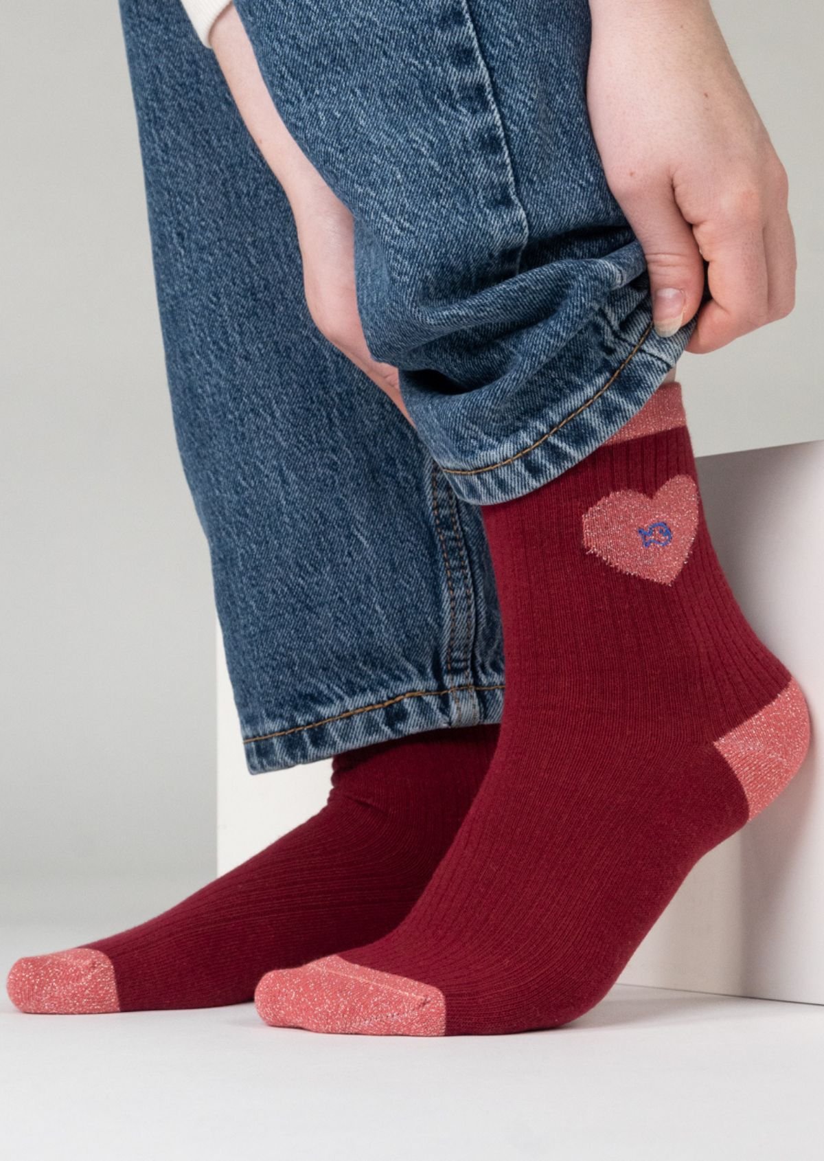 Combed cotton heart socks BILLYBELT Pink