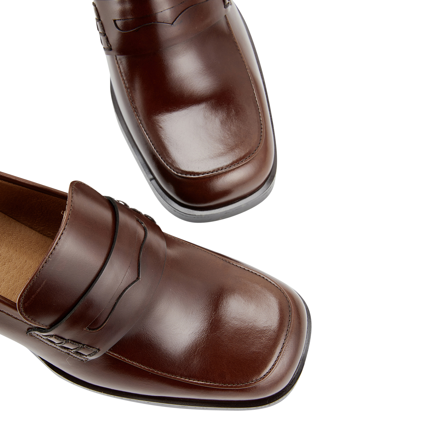 Heeled leather loafers COSMOPARIS Brown