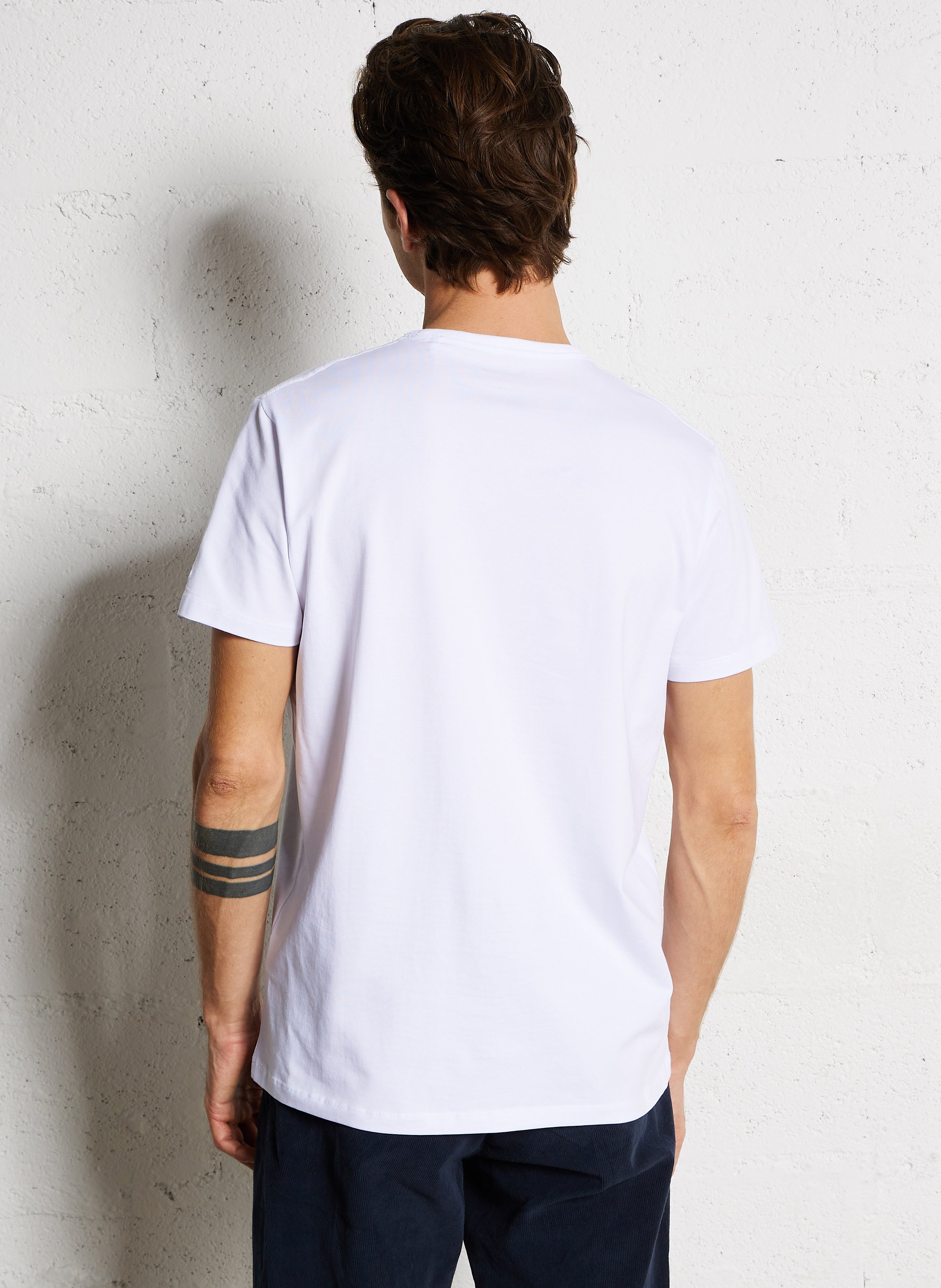 Tee-shirt droit en coton mélangé Blanc