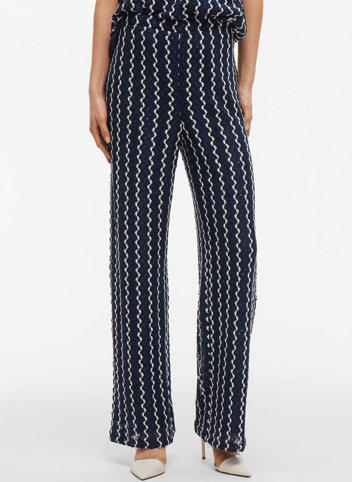 Pantalon droit en maille VILA Bleu