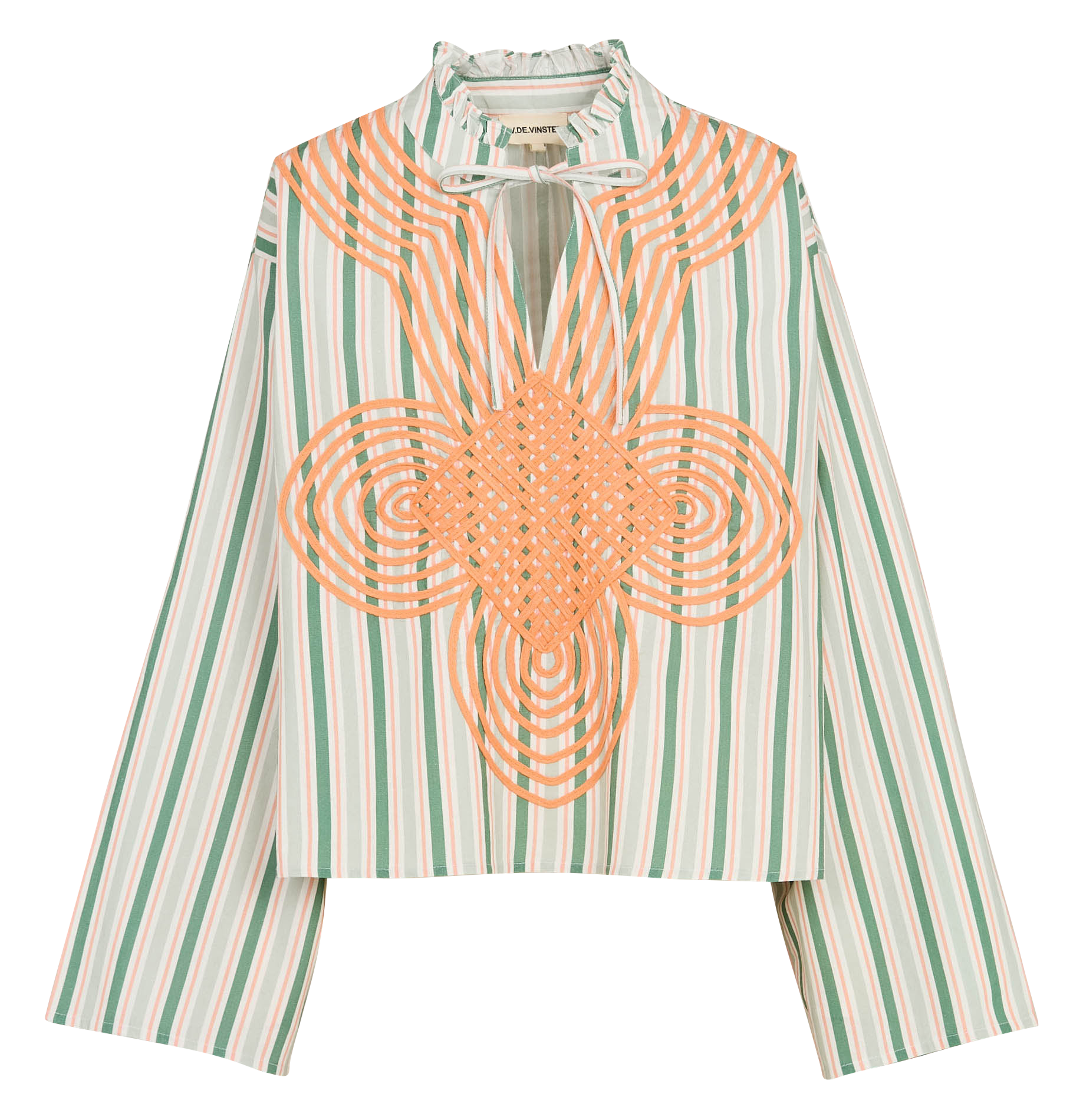 Gestreepte blouse met V-hals Oranje