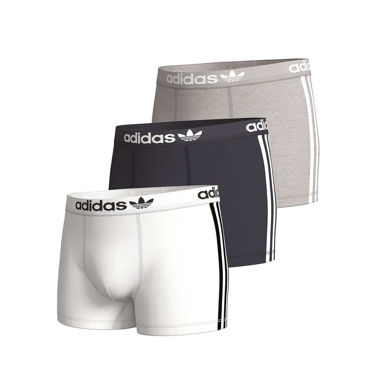 Flex cotton 3-stripe boxer shorts, pack of 3 ADIDAS UNDERWEAR White