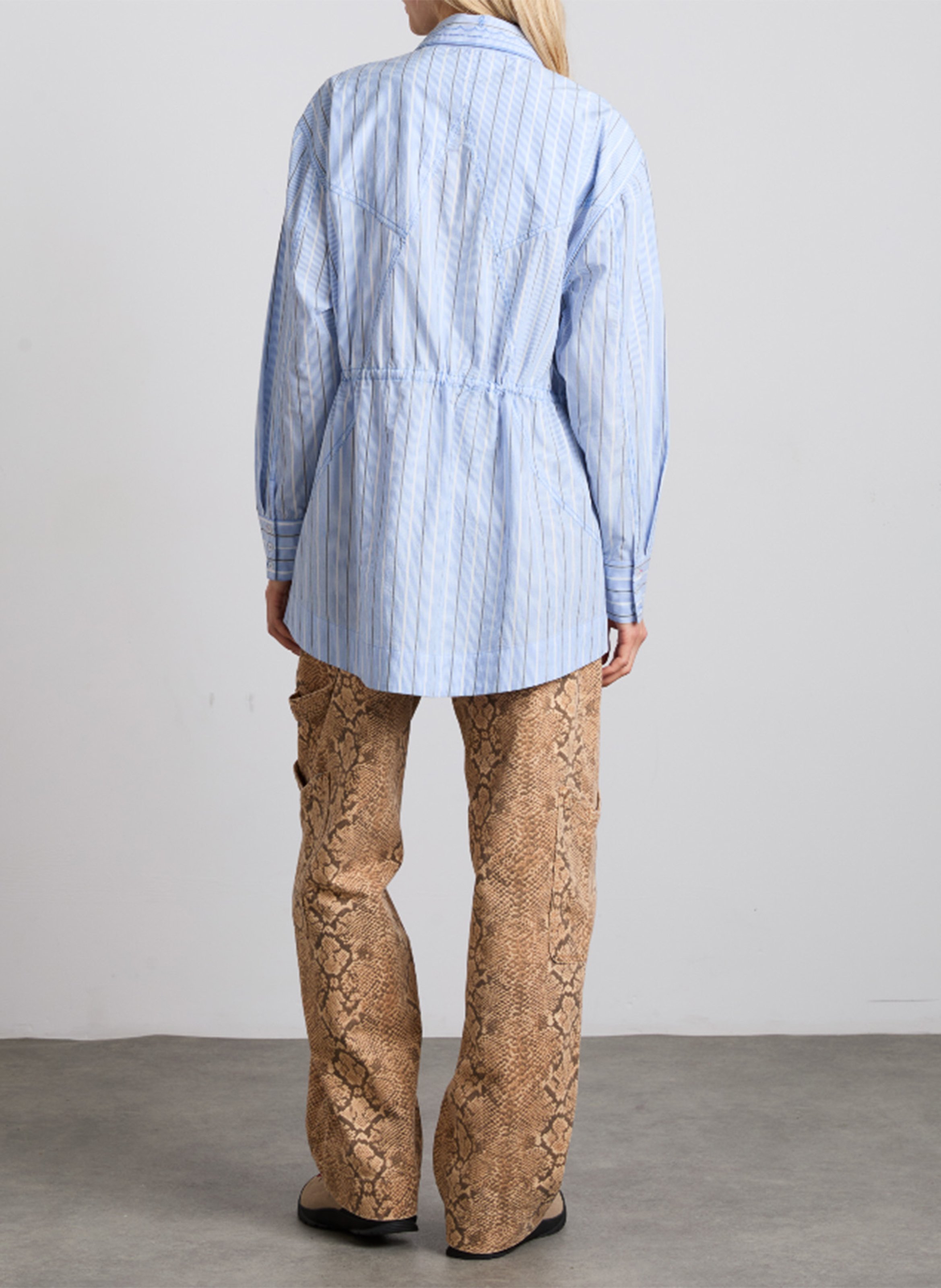 Straight shirt in striped organic cotton DAMSON MADDER Blue