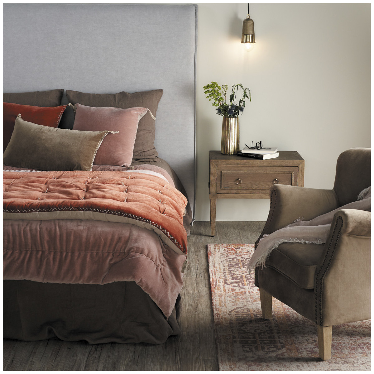 Futon orange brûlé en velours de coton BLANC D'IVOIRE Orange