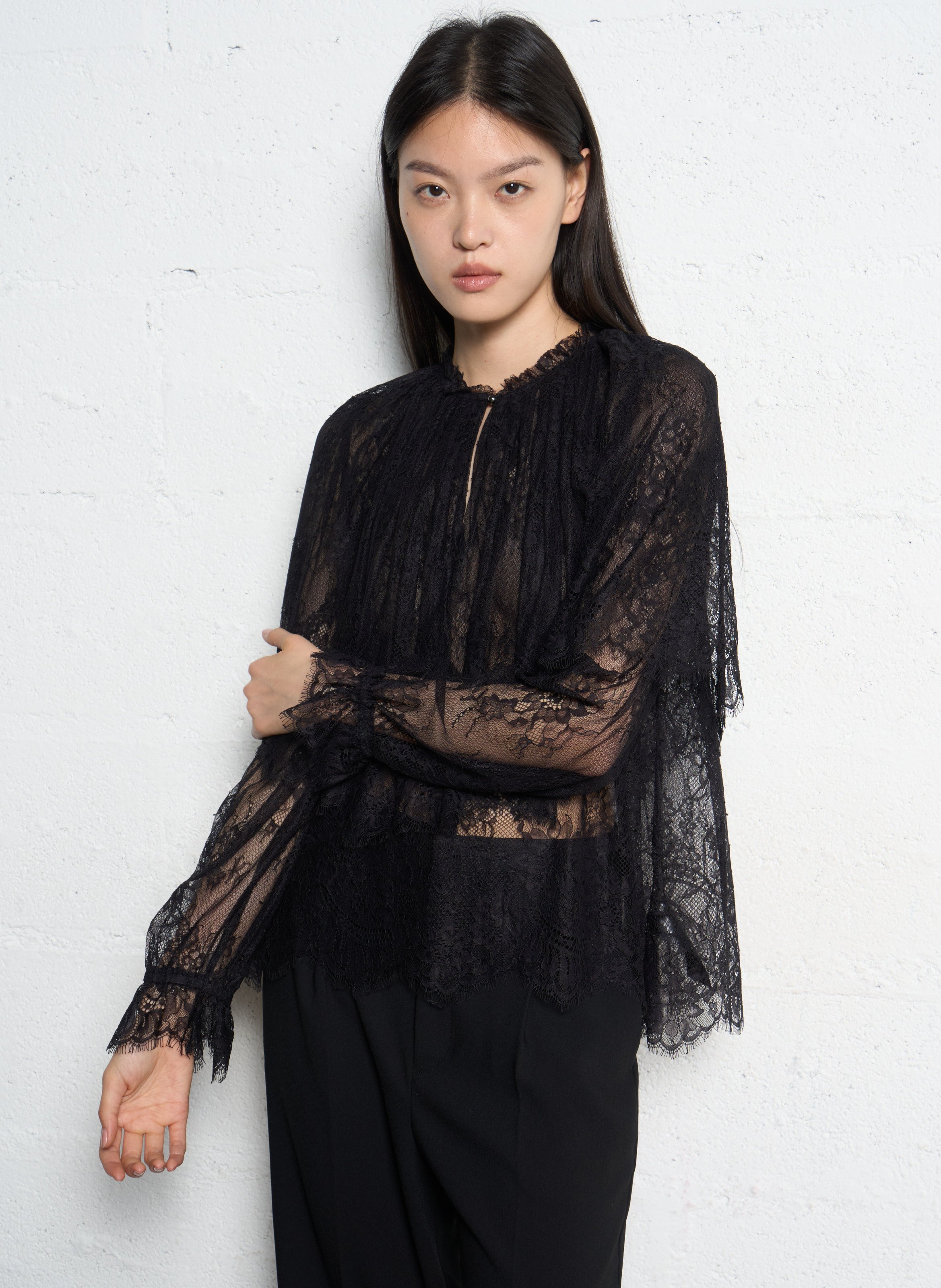 Straight-cut lace top IKKS Black