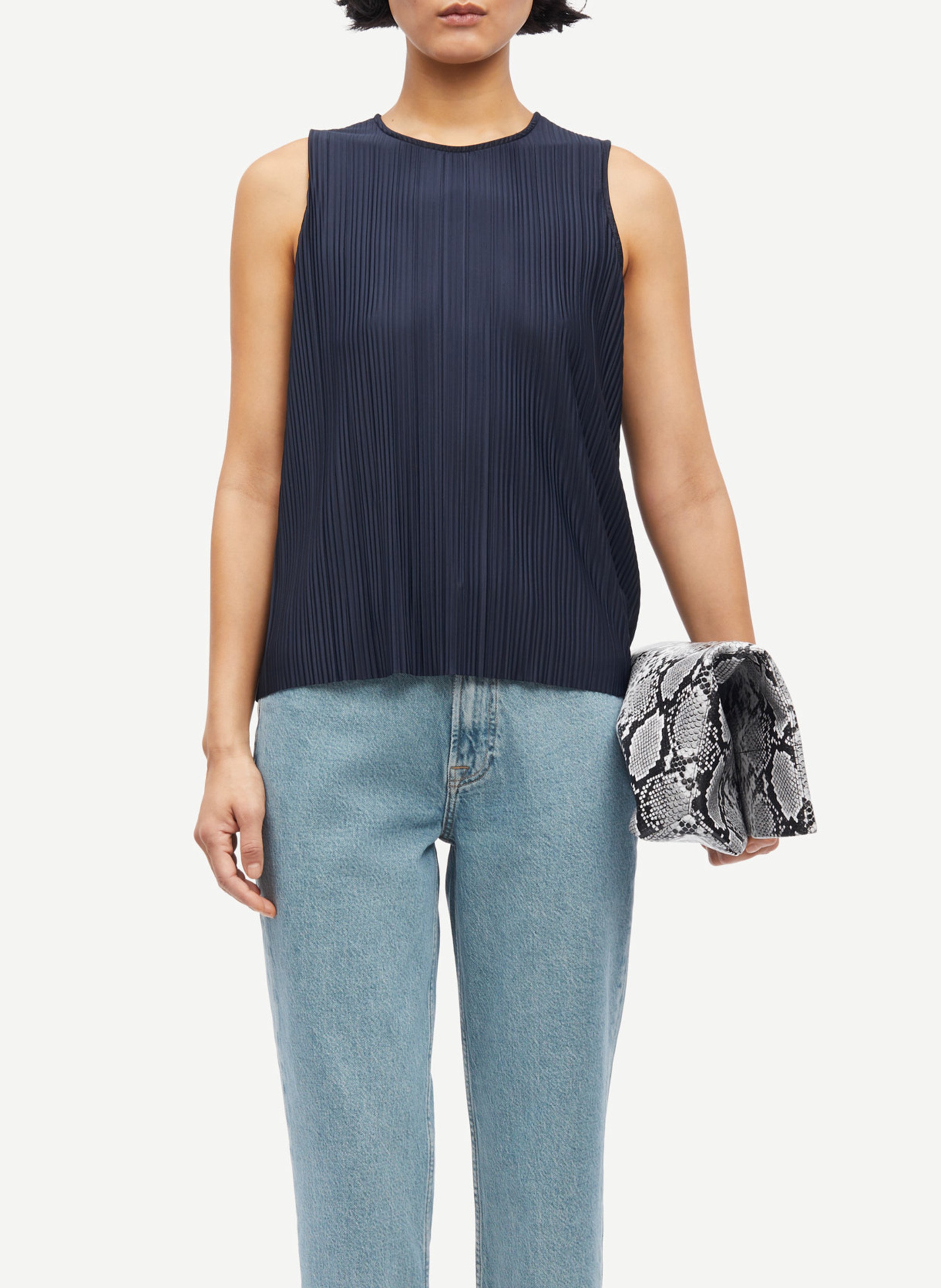 Top plissé col rond SAMSOE SAMSOE Bleu