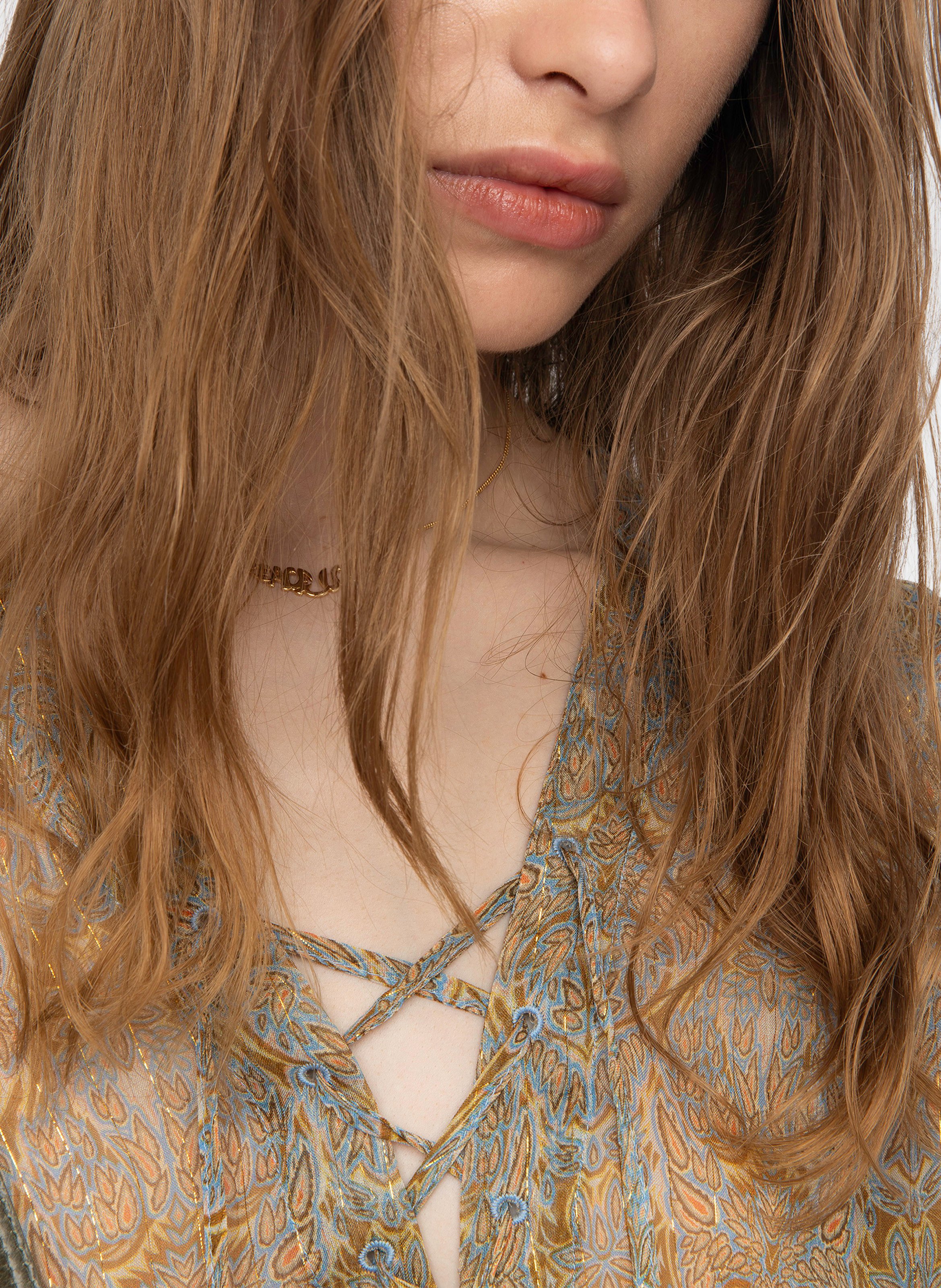 Blouse col V en coton mélangé ZADIG&VOLTAIRE Bleu