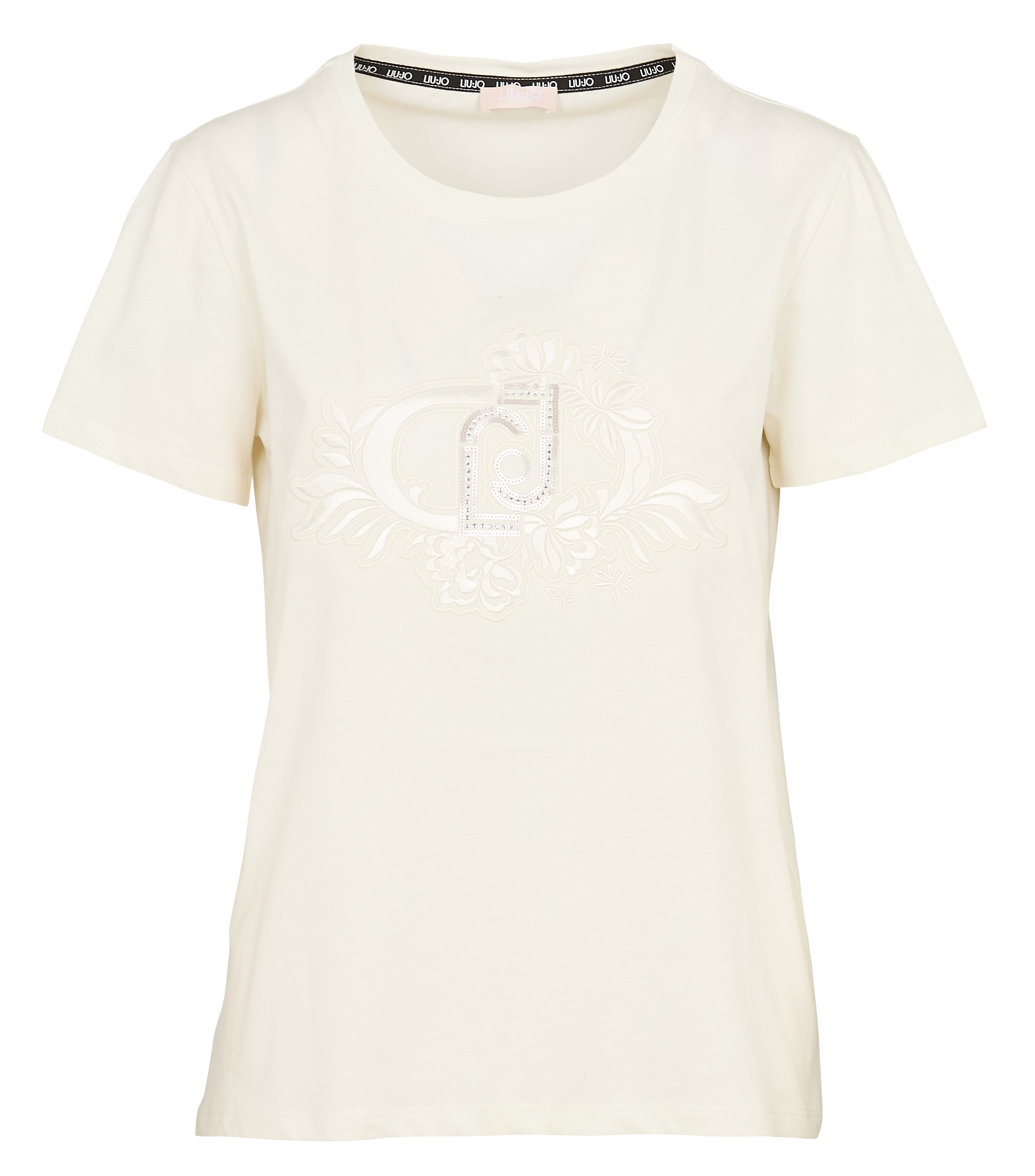 Clara short-sleeved embroidered cotton T-shirt LIU JO White