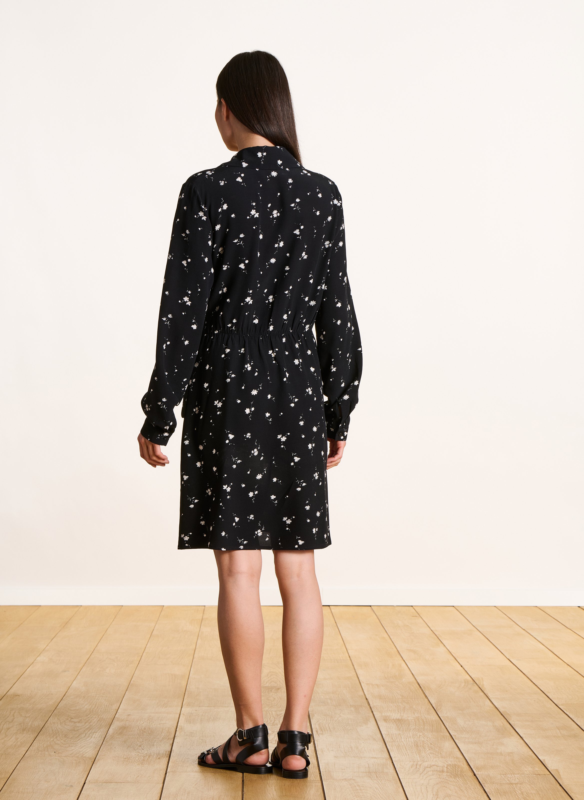 Halflange jurk met print LA FEE MARABOUTEE Zwart