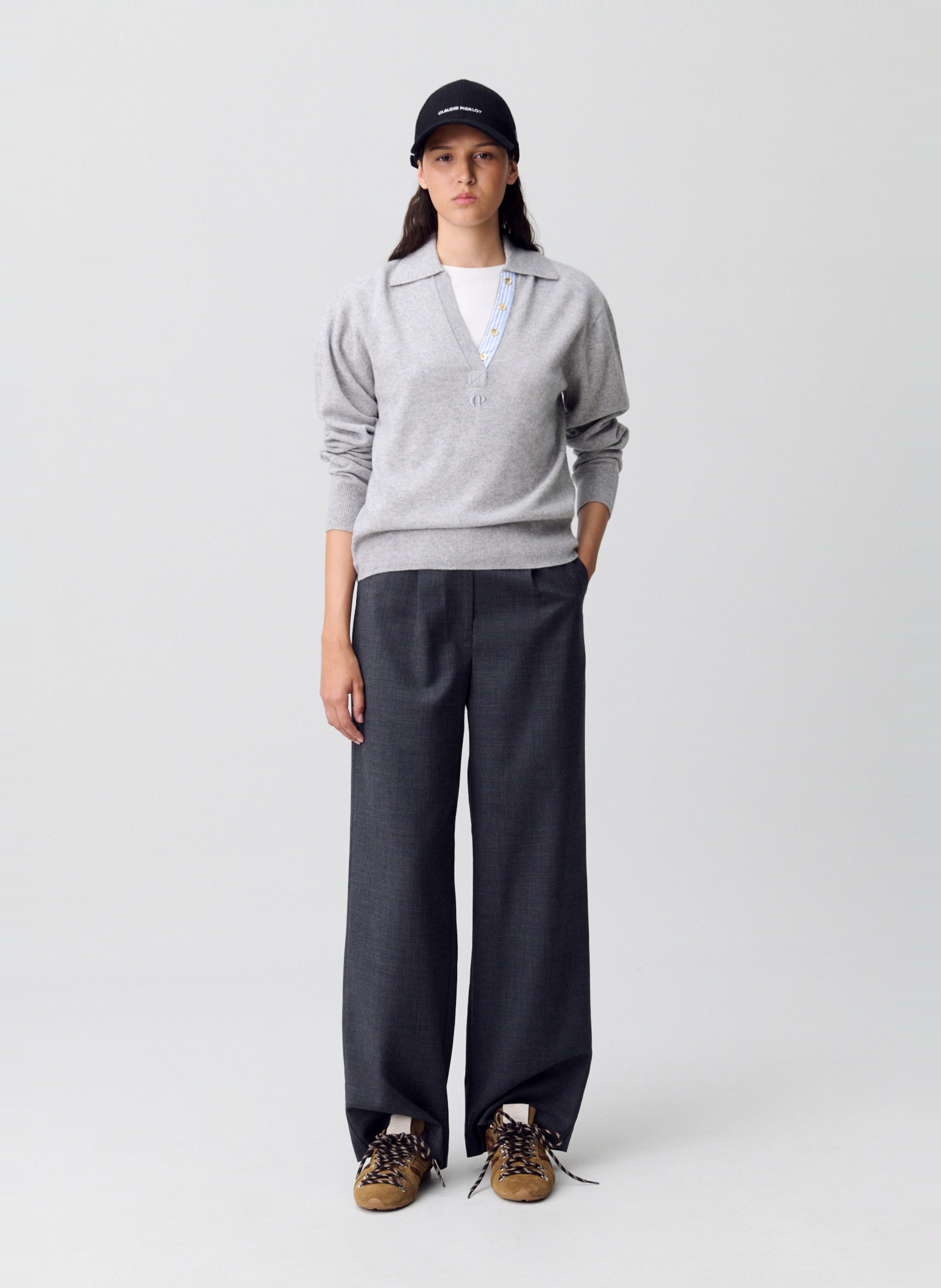 Straight wool blend polo CLAUDIE PIERLOT Grey