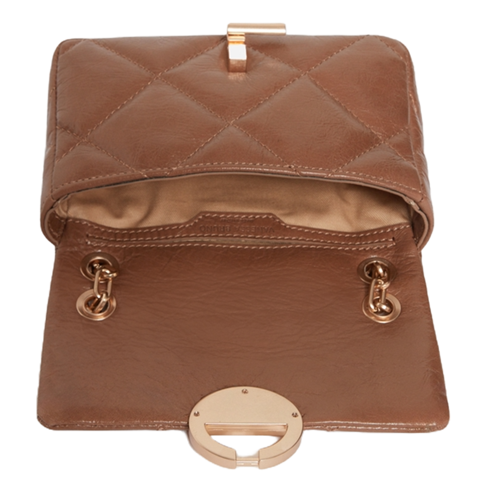 Sac à rabat matelassé en cuir VANESSA BRUNO Marron