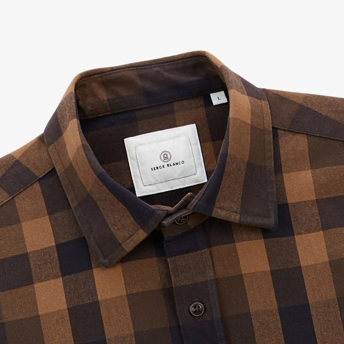 Checked long-sleeved shirt SERGE BLANCO Brown