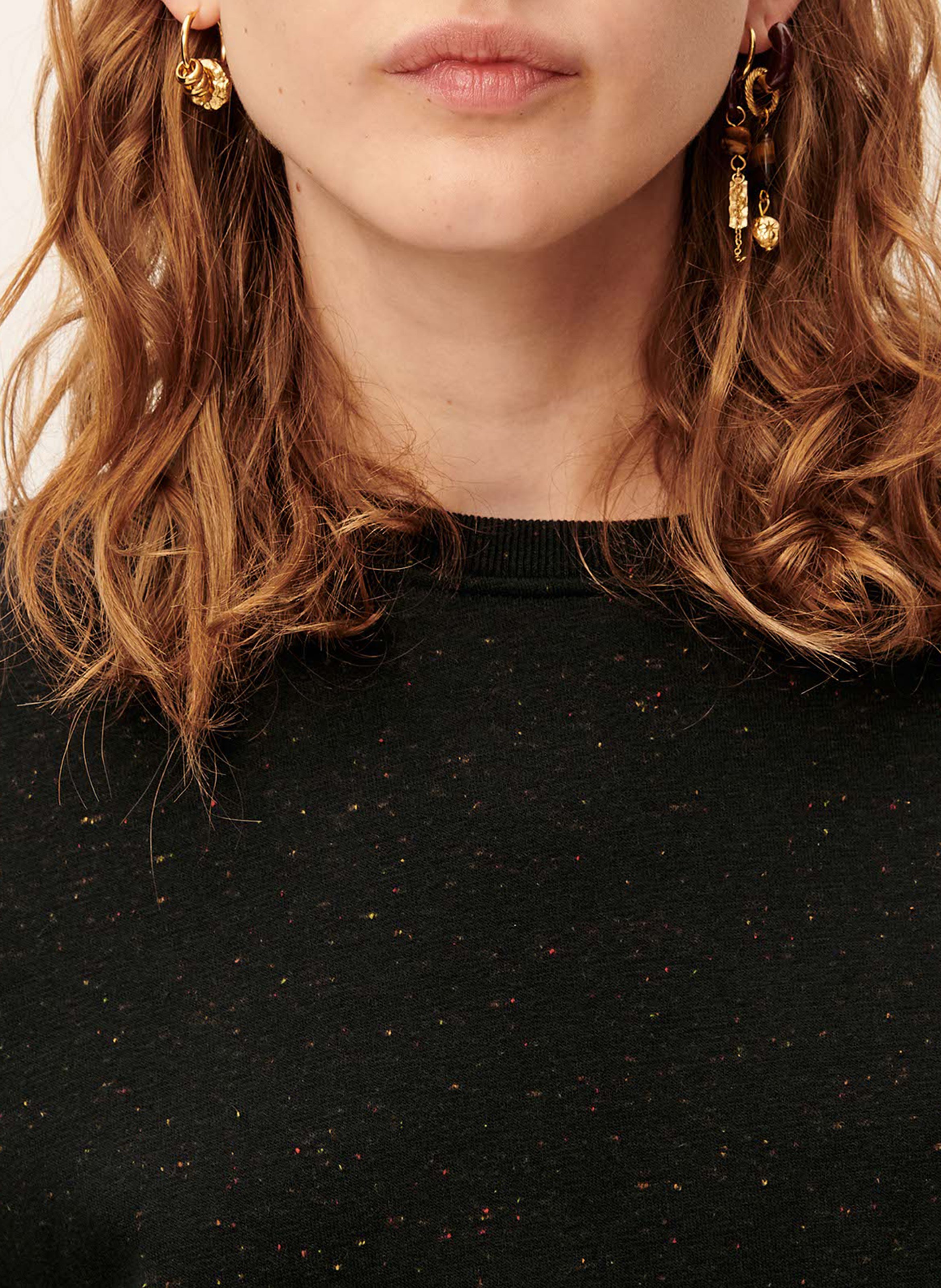 Round-neck cotton-blend sweatshirt SESSUN Black