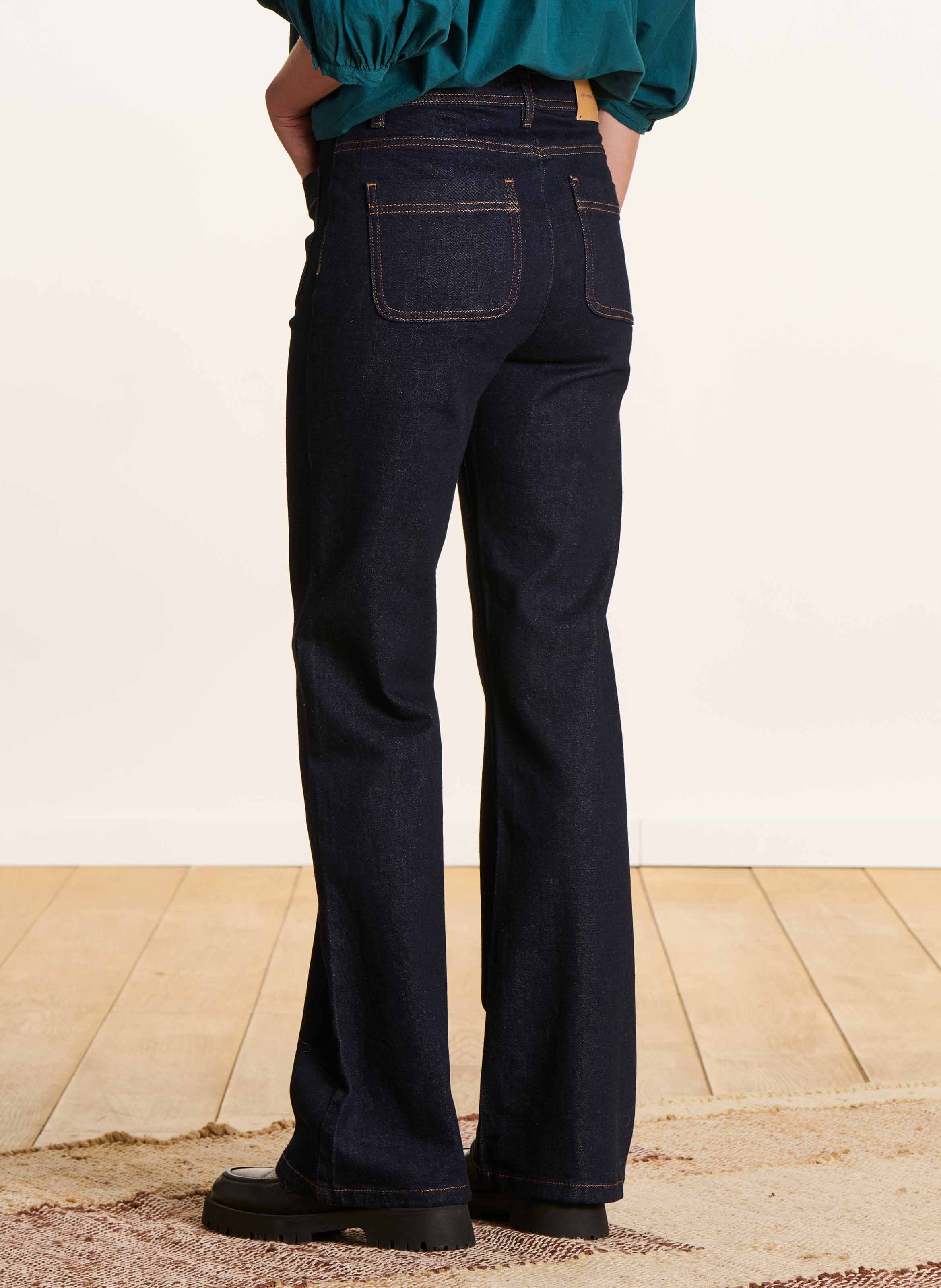 Jean bootcut en coton bio mélangé LA FEE MARABOUTEE Bleu