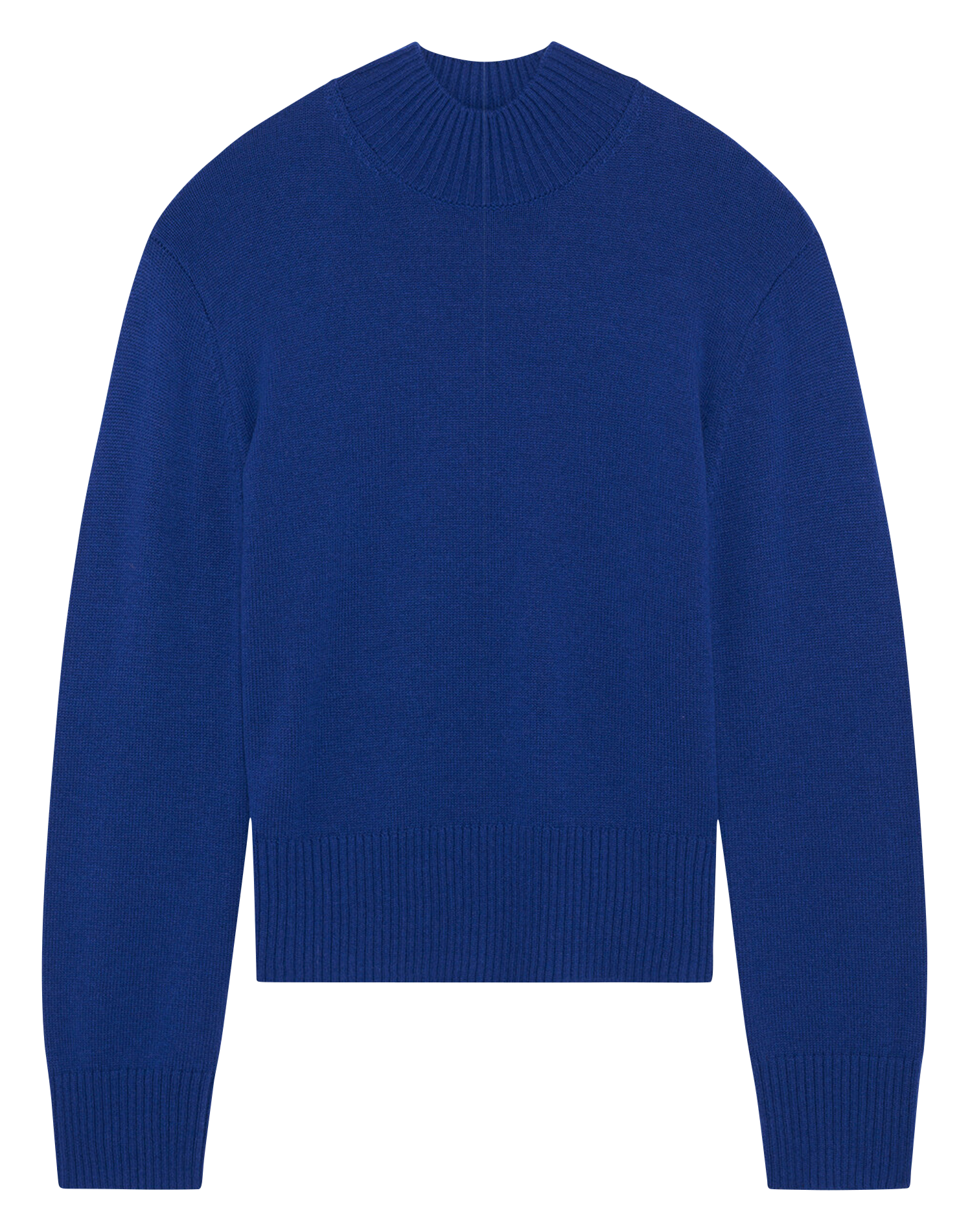 Pull droit col montant en laine mélangée CAROLL Bleu