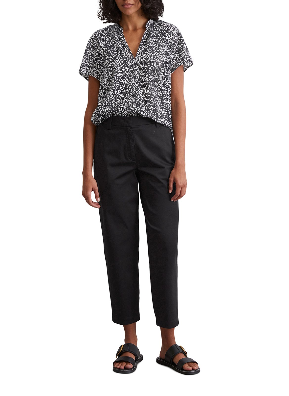 Blusa de algodón con cuello de pico MARC O'POLO Multicolor