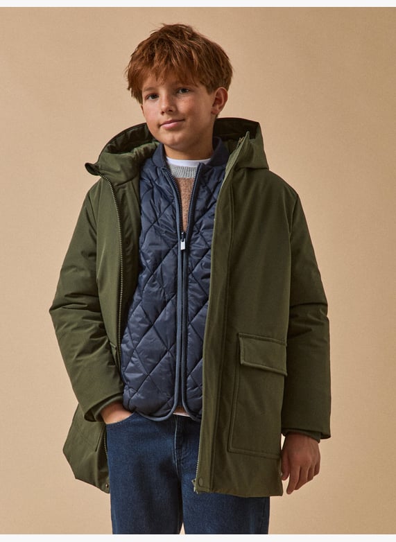 Cyrillus Manteaux Printemps Garcon Parka Doudoune Kaki Cyrillus