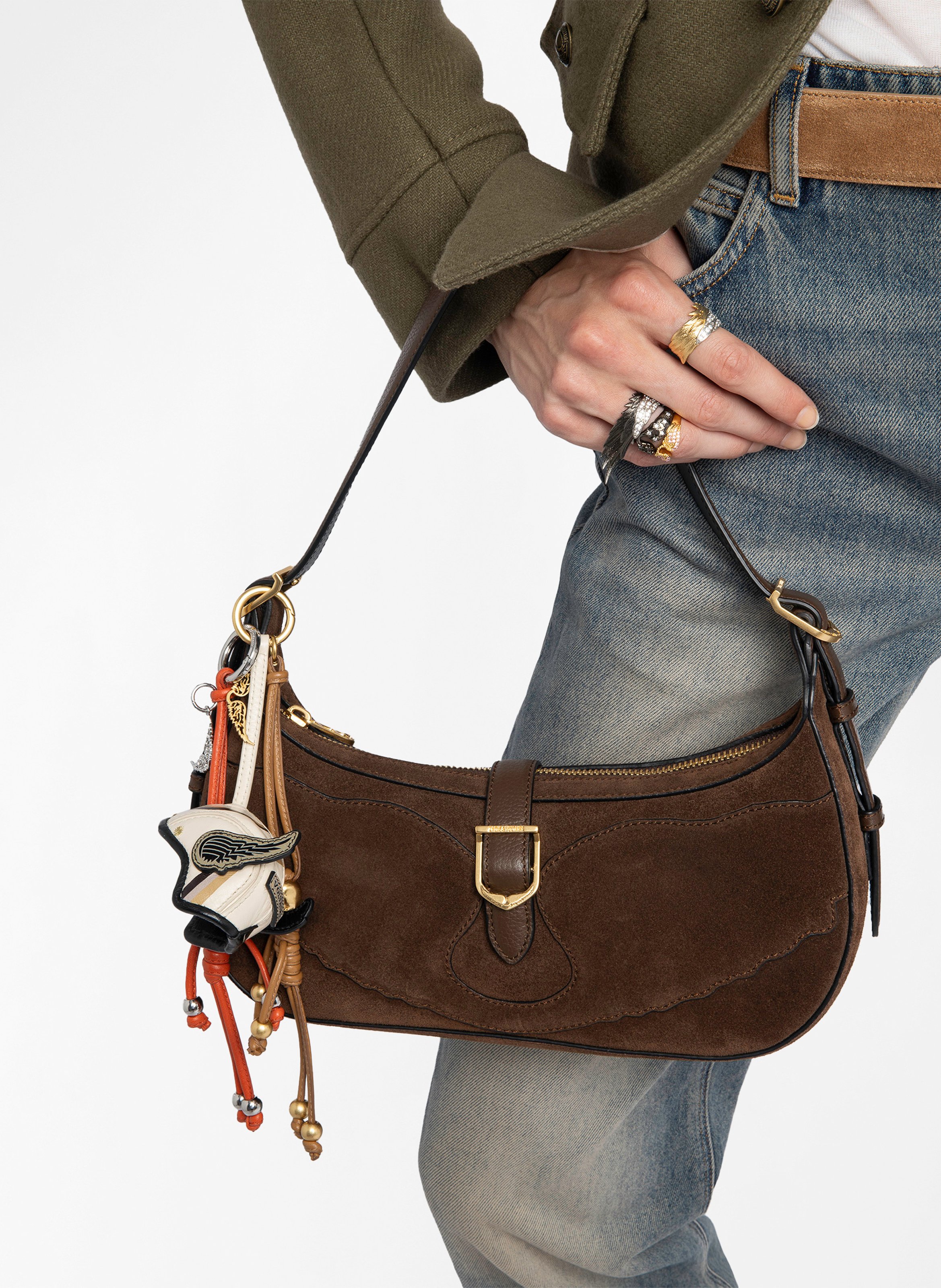 Schoudertas van suède leer ZADIG&VOLTAIRE Bruin