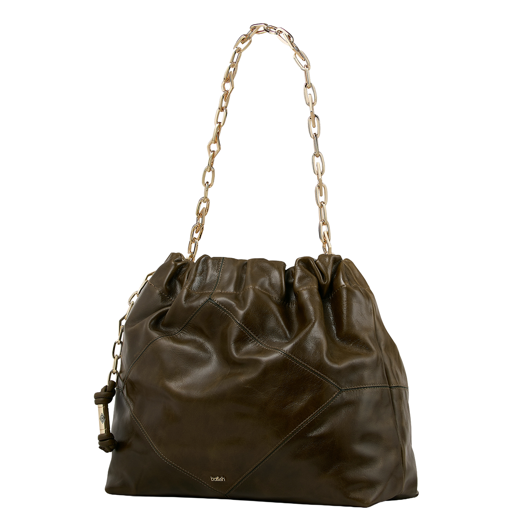 Sac porté épaule en cuir BA&SH Kaki