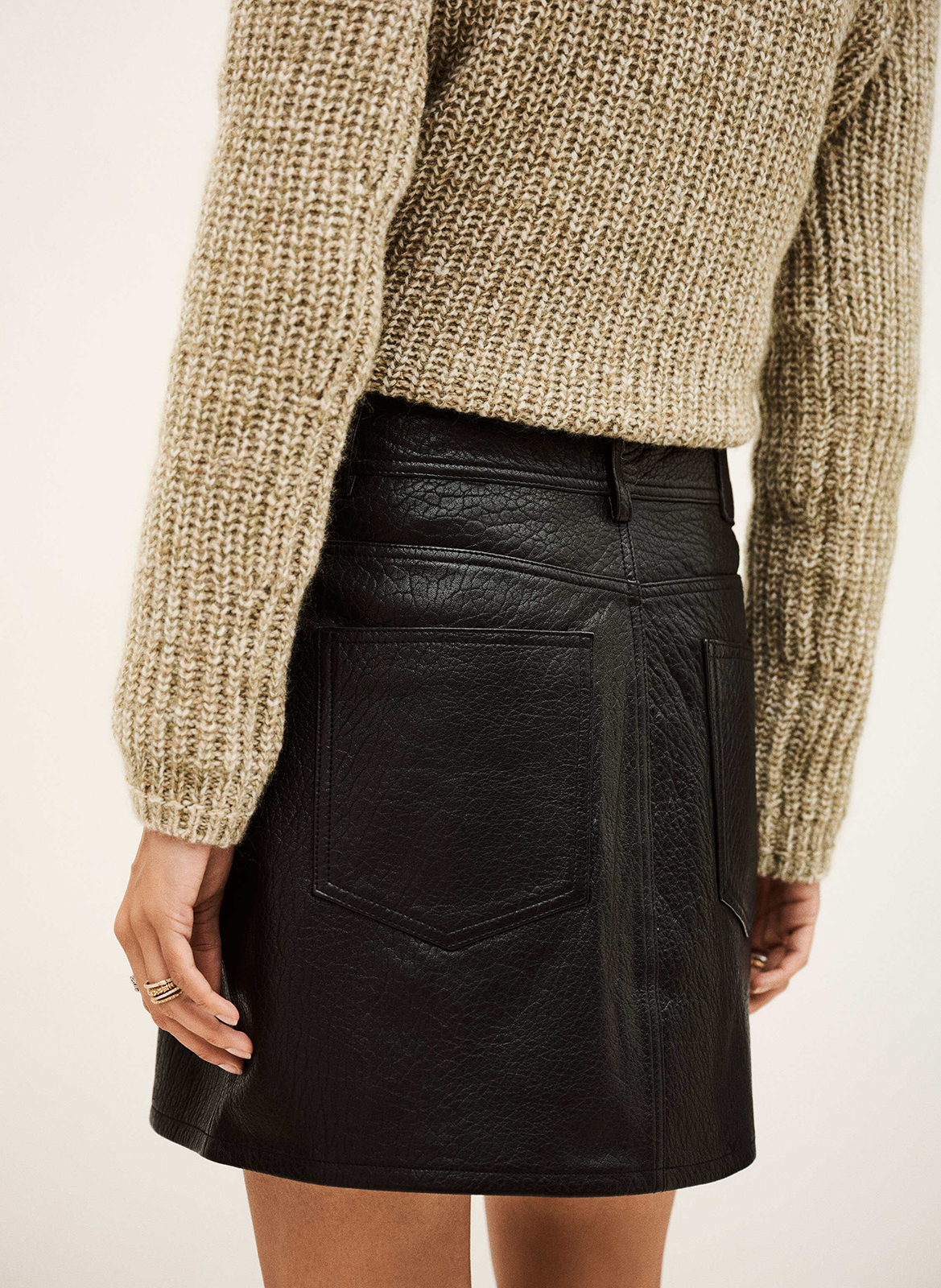 Leather skirt BA&SH Black