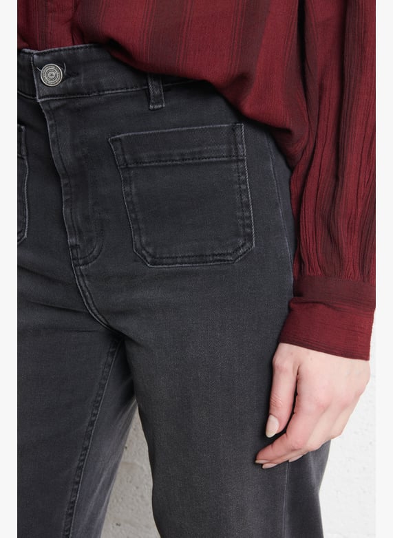 Cotton-blend wide-leg jeans | Black by SUD EXPRESS Cotton-blend wide-leg jeans Black
